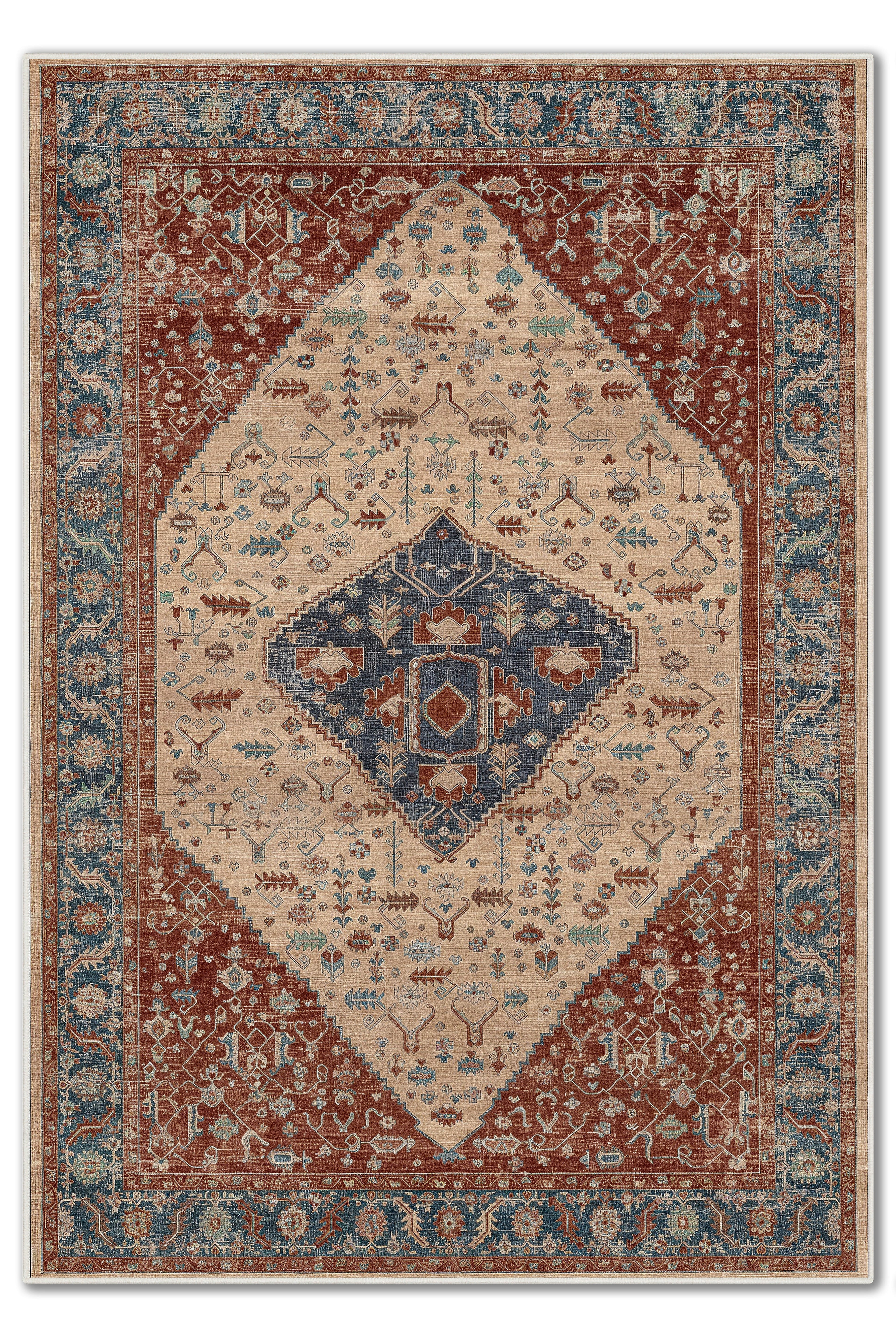 ARTE VN111-2 Vintage Klasik Desenli Renkli Dekoratif Salon Mutfak Koridor Halısı