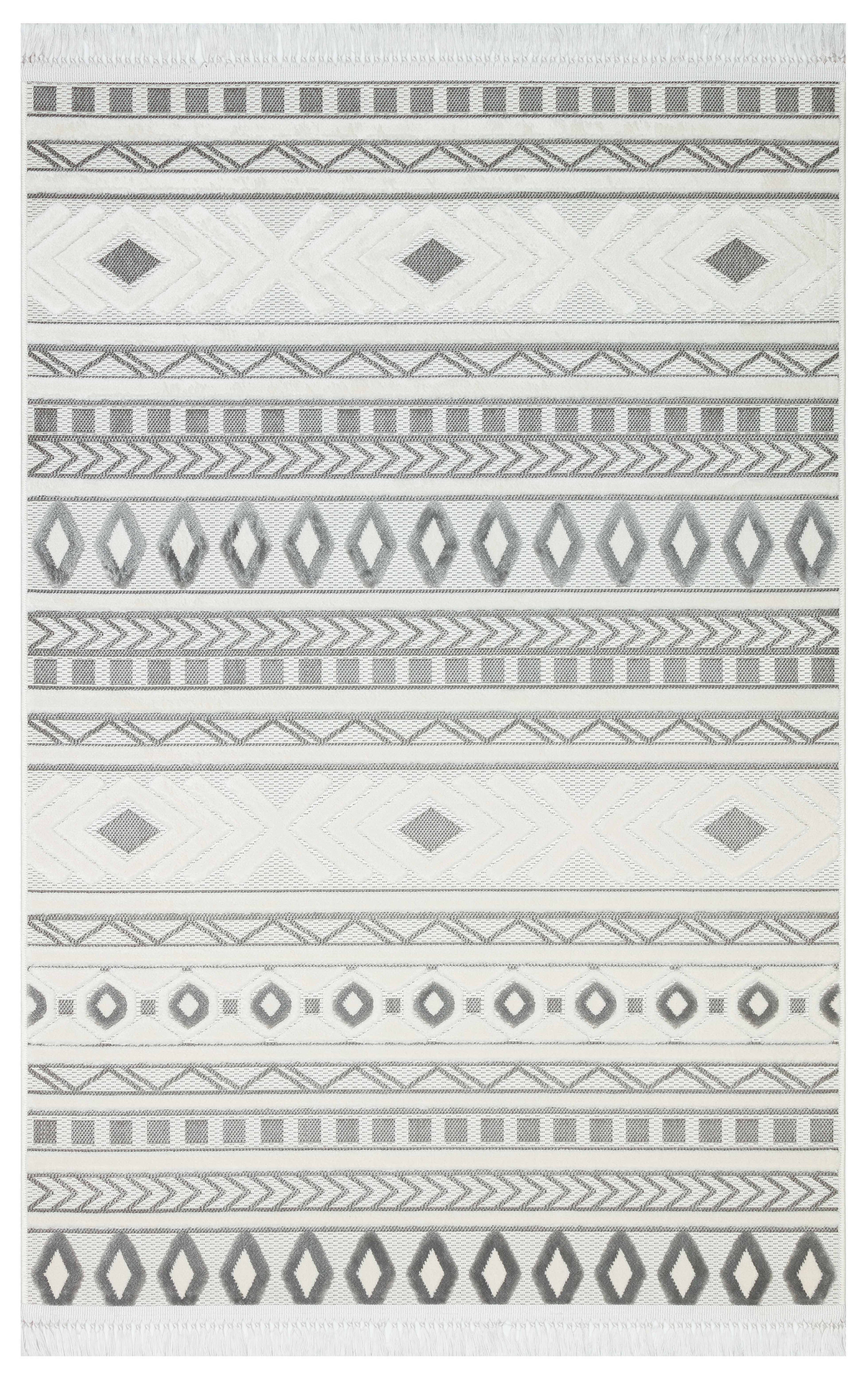 ARYA 5030-G-KREM/GRİ Pamuk Dokuma Taban İskandinav Desenli Salon Koridor Mutfak Halısı