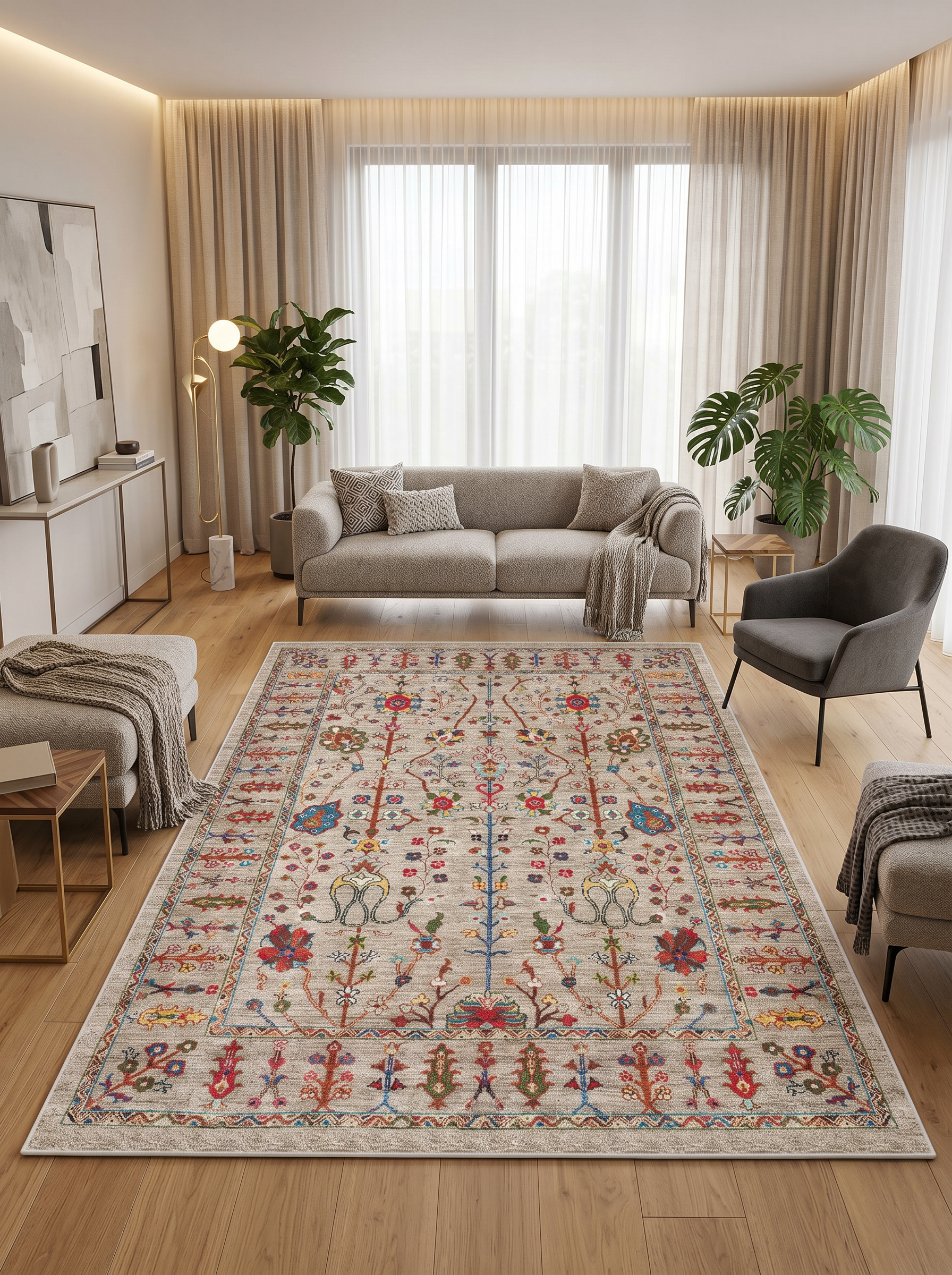 ARTE VN078 Klasik Desenli Figürlü Renkli Dekoratif Salon Mutfak Koridor Halısı