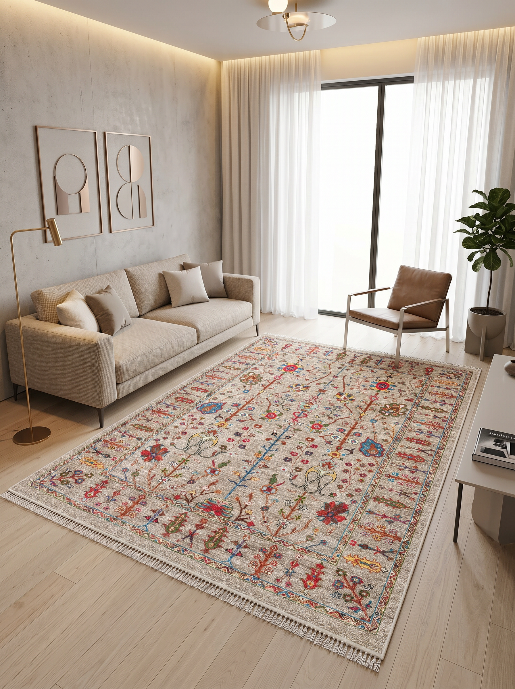 ARTE VN078 Klasik Desenli Figürlü Renkli Dekoratif Salon Mutfak Koridor Halısı
