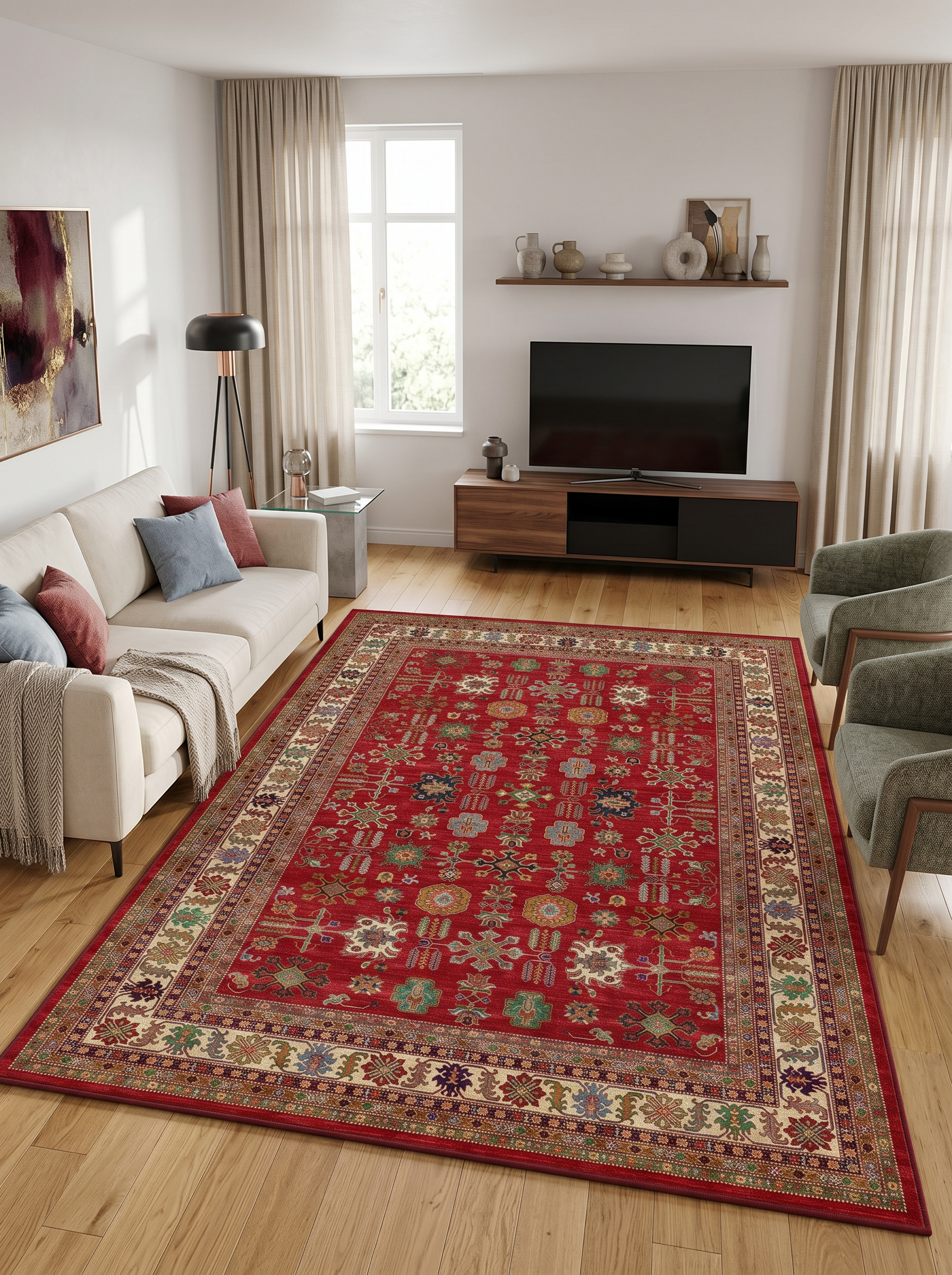 ARTE VN113 Vintage Klasik Desenli Renkli Dekoratif Salon Mutfak Koridor Halısı