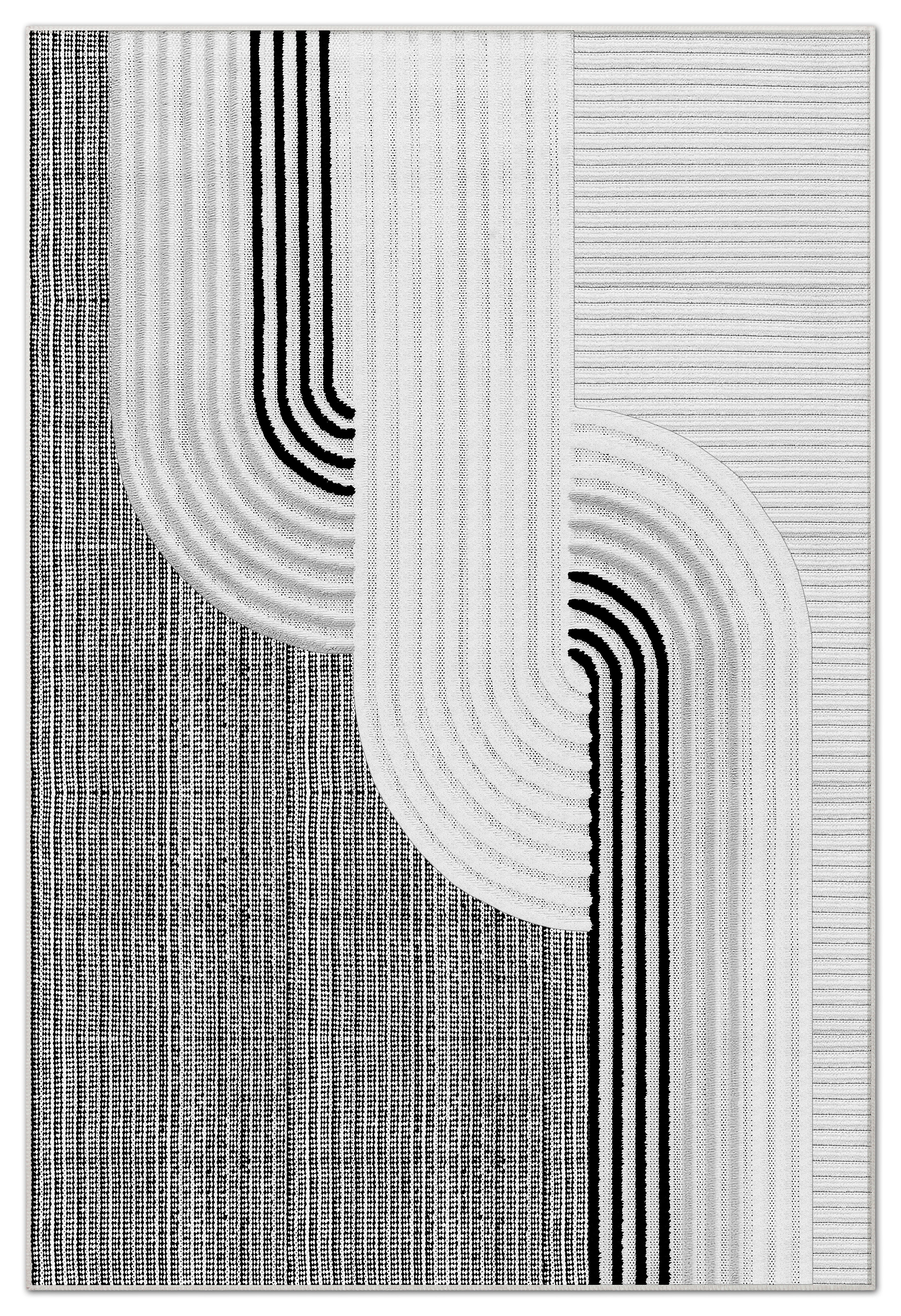 Arte HD Luna Gri Geometrik Desenli Modern Dekoratif Dokuma Şönil Halı