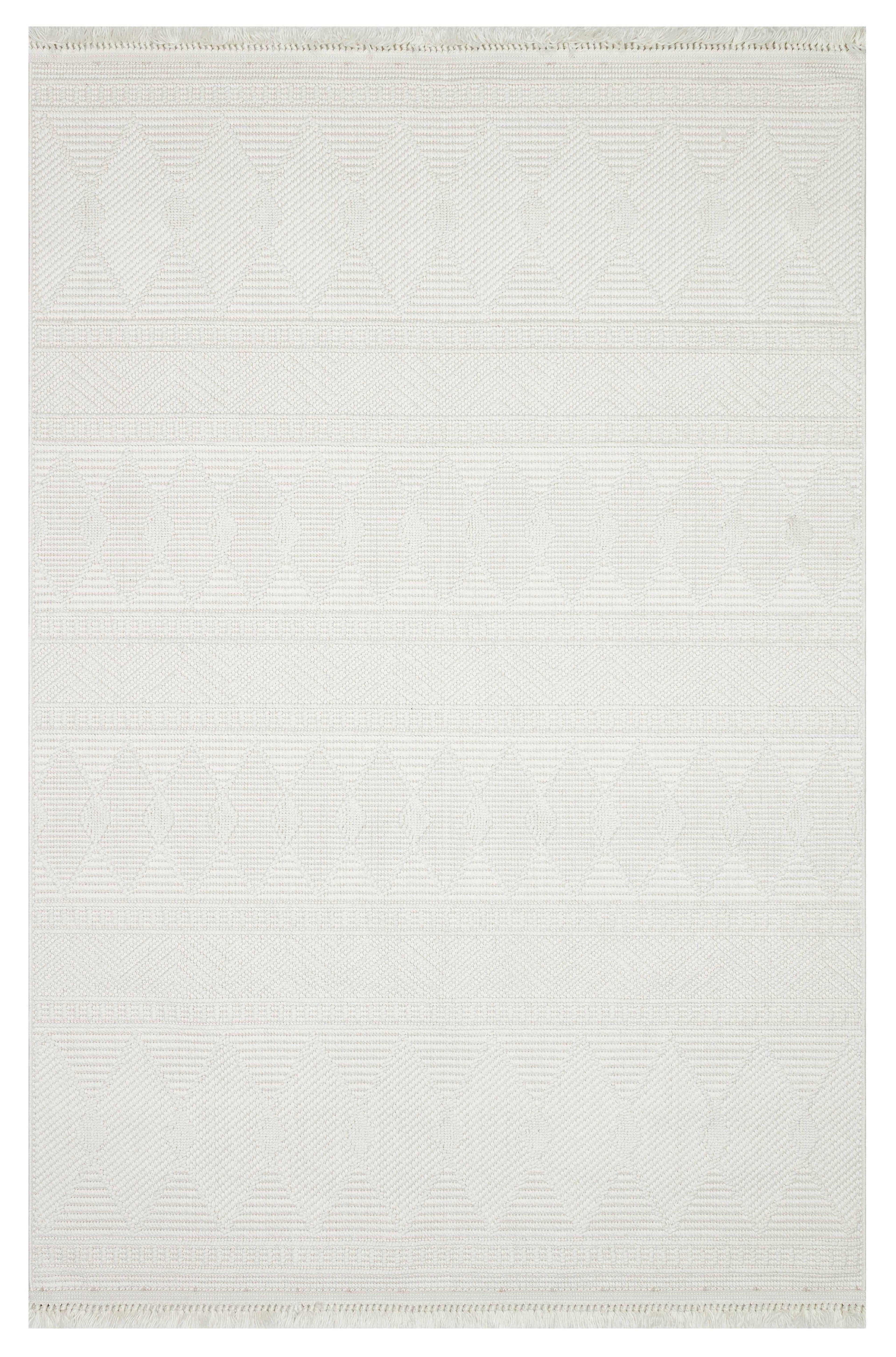 OSLO 5019-T KREM Yumuşak Bukle (Loop) Geometrik Desenli Salon HalısI