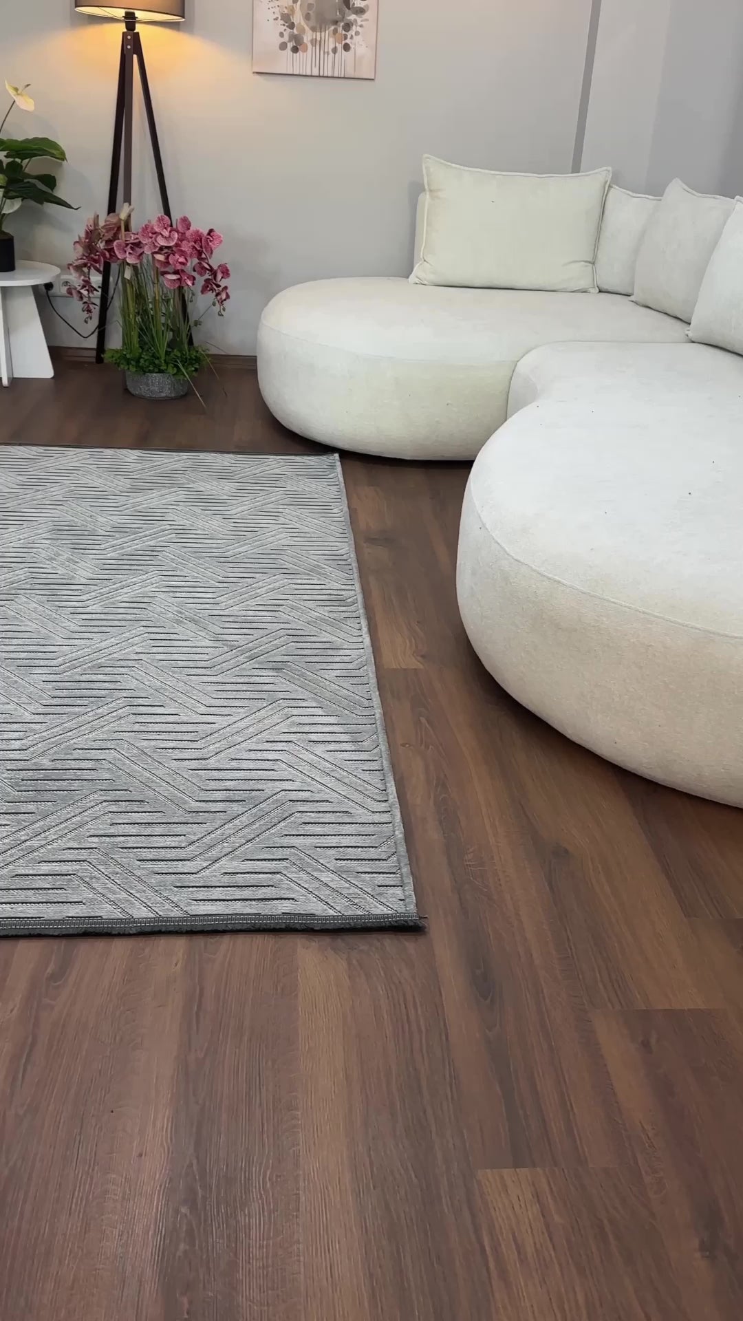 ŞÖNİL PERLA - GRİ Kaymaz Taban Salon Şönil Kilim Dokuma Halı