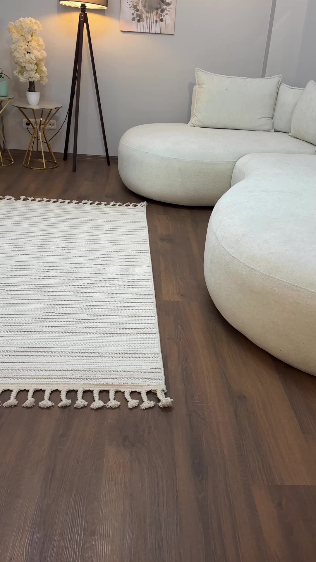 PALMAS-5021-T - KREM Yumuşak Bukle (Loop) Kabartmalı Dokuma Salon Halısı