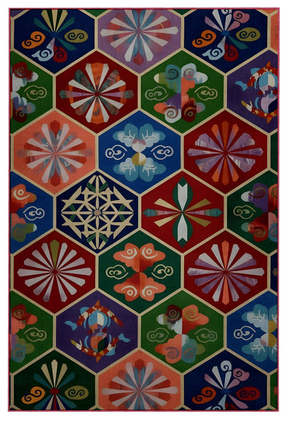 Arte HD039 Geometrik Figürlü Modern Renkli Dekoratif Dokuma Halı