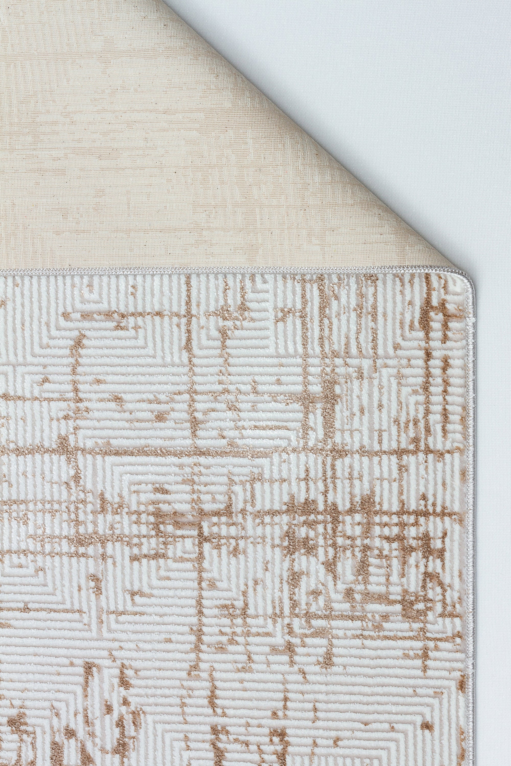 LOTUS 50T-KAHVE/KREM Sentetik Bambu Parlak Saten Salon Koridor Mutfak Halısı