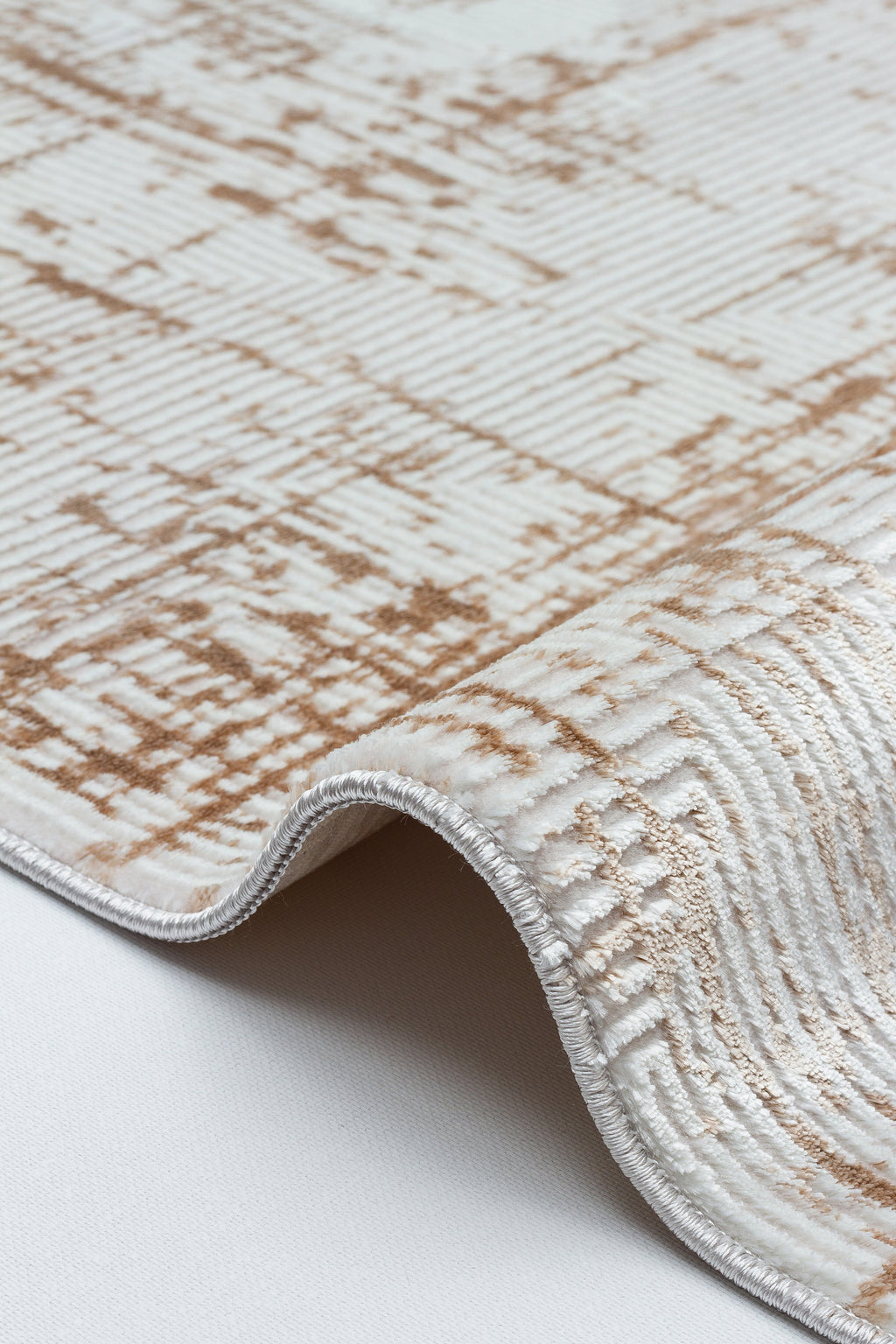 LOTUS 50T-KAHVE/KREM Sentetik Bambu Parlak Saten Salon Koridor Mutfak Halısı