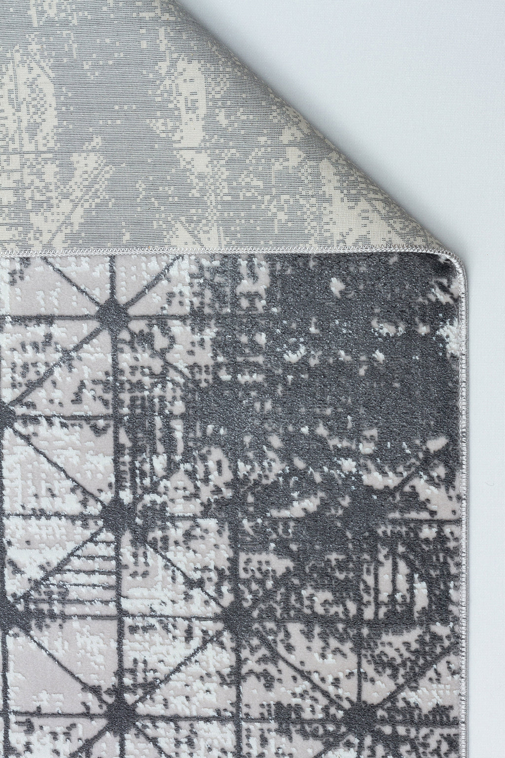 LOTUS 8018-T-GÜMÜŞ/GRİ Sentetik Bambu Parlak Saten Salon Koridor Mutfak Halısı