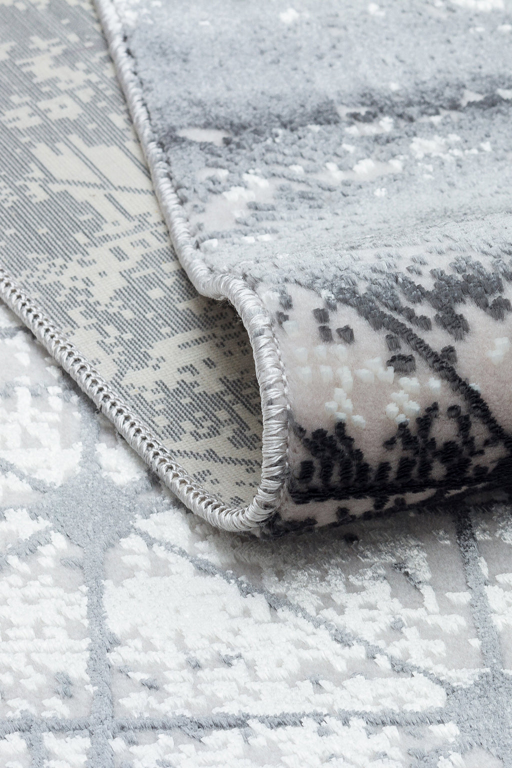 LOTUS 8018-T-GÜMÜŞ/GRİ Sentetik Bambu Parlak Saten Salon Koridor Mutfak Halısı