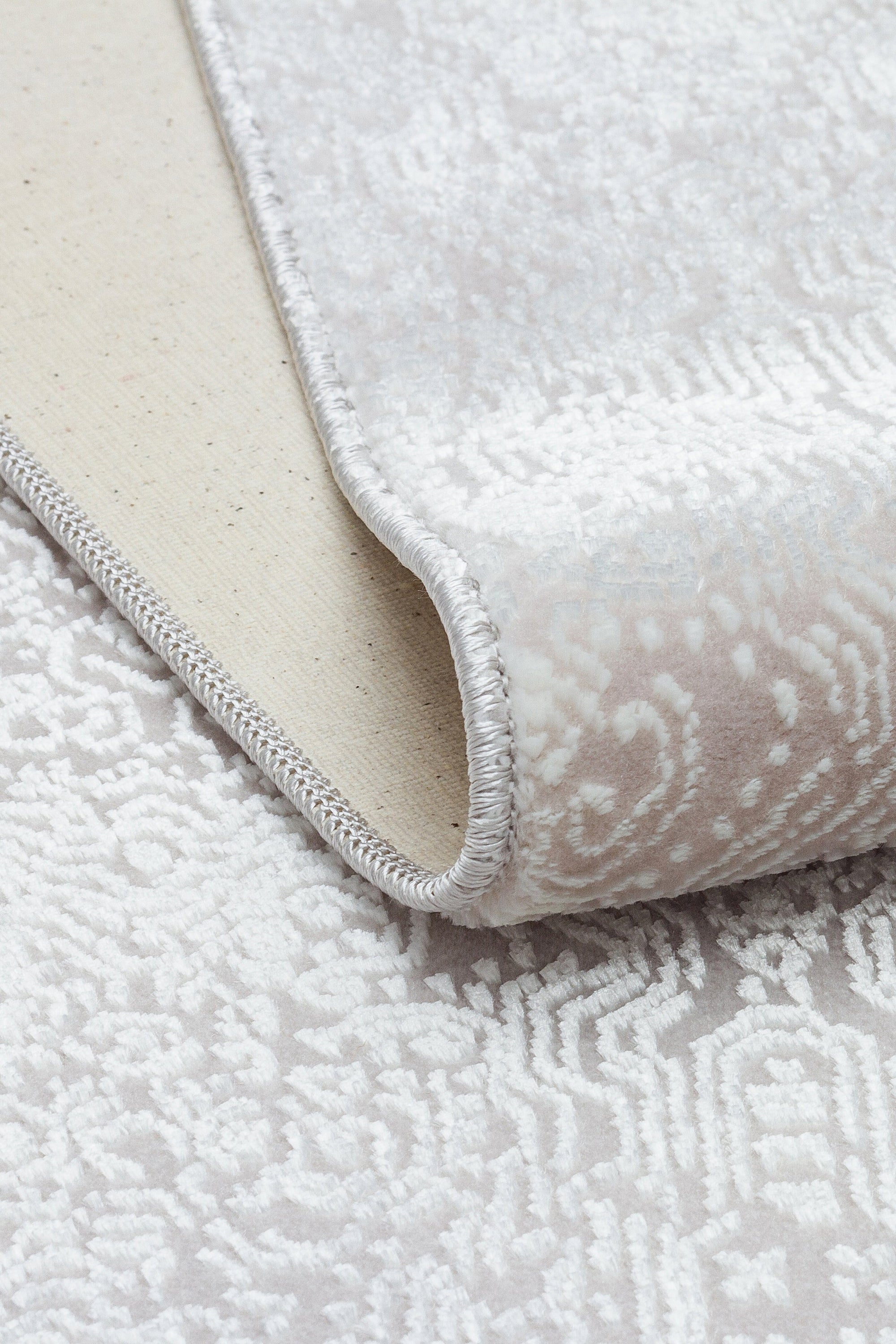 LOTUS 8020-T-KREM Sentetik Bambu Parlak Saten Salon Koridor Mutfak Halısı