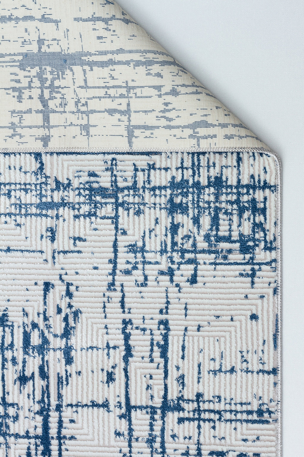 LOTUS 51T-KREM/MAVİ Sentetik Bambu Parlak Saten Salon Koridor Mutfak Halısı