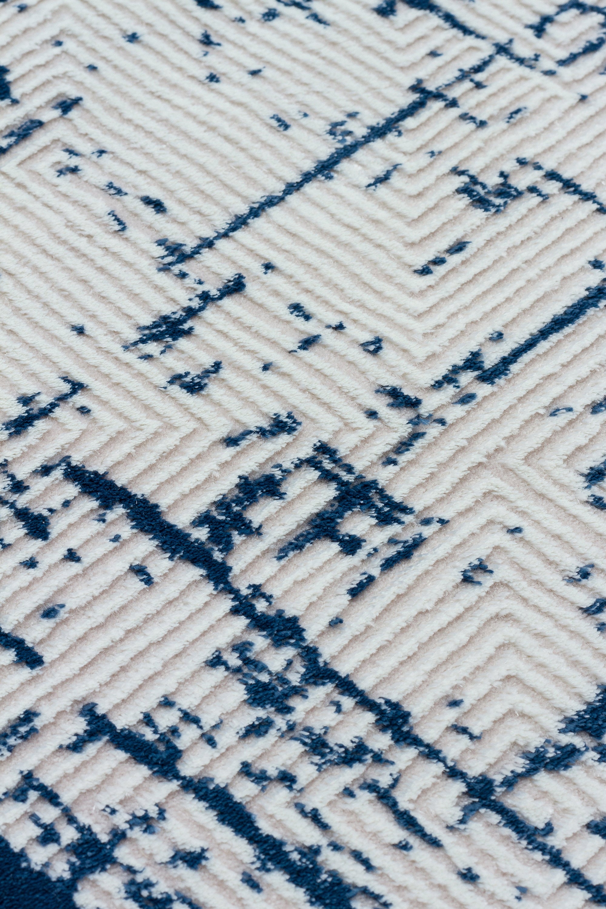 LOTUS 51T-KREM/MAVİ Sentetik Bambu Parlak Saten Salon Koridor Mutfak Halısı