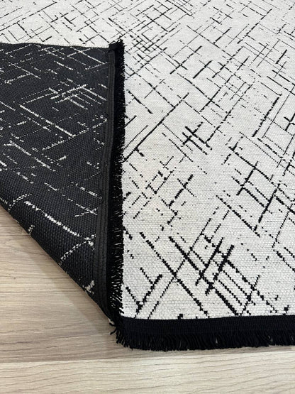 ŞÖNİL HİTİT BEYAZ Kaymaz Taban İskandinav Desenli Salon Koridor Mutfak Şönil Kilim Dokuma Halı-KP
