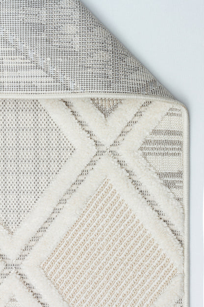 PALERMO G12-KREM/VİZON Kabartmalı Modern İskandinav Desenli Salon Halısı