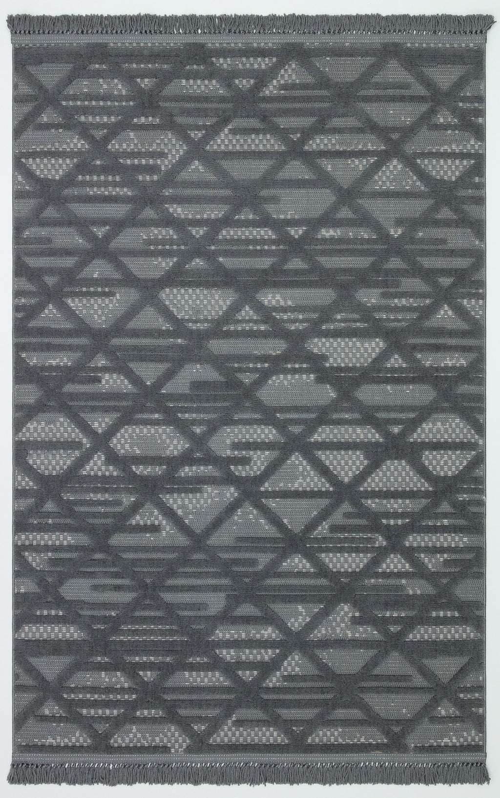 MİLAS C10-ANTRASİT Kabartmalı Modern Geometrik Desenli Salon Koridor Mutfak Halısı