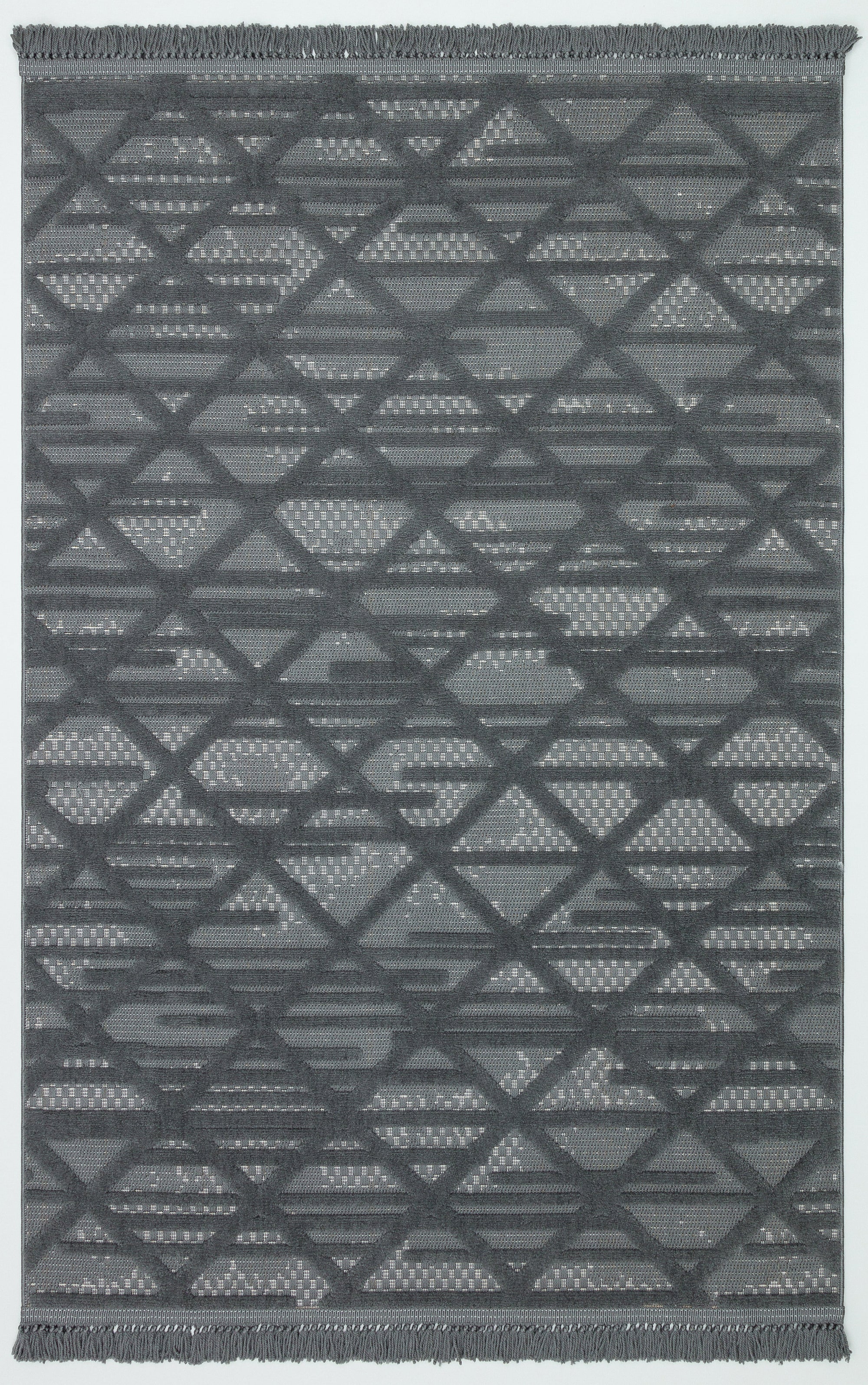 MİLAS C10-ANTRASİT Kabartmalı Modern Geometrik Desenli Salon Koridor Mutfak Halısı