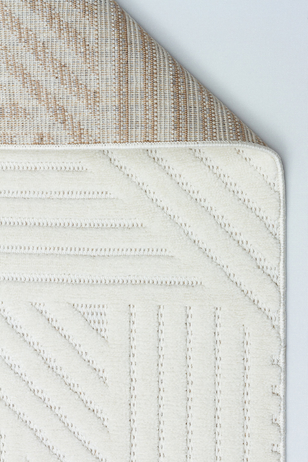 MİLAS C12-KREM Kabartmalı Modern Geometrik Desenli Salon Koridor Mutfak Halısı