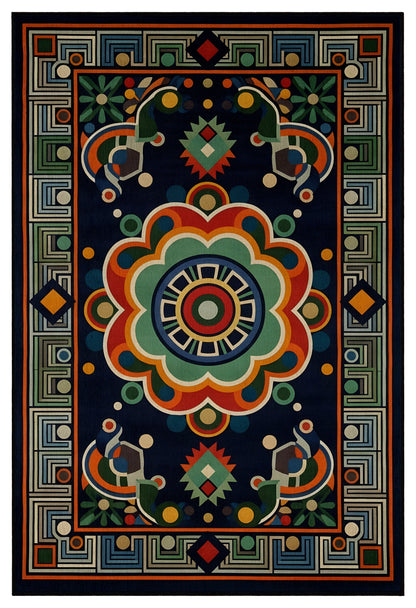 Arte HD036 Klasik Geometrik Desenli Renkli Dekoratif Dokuma Halı