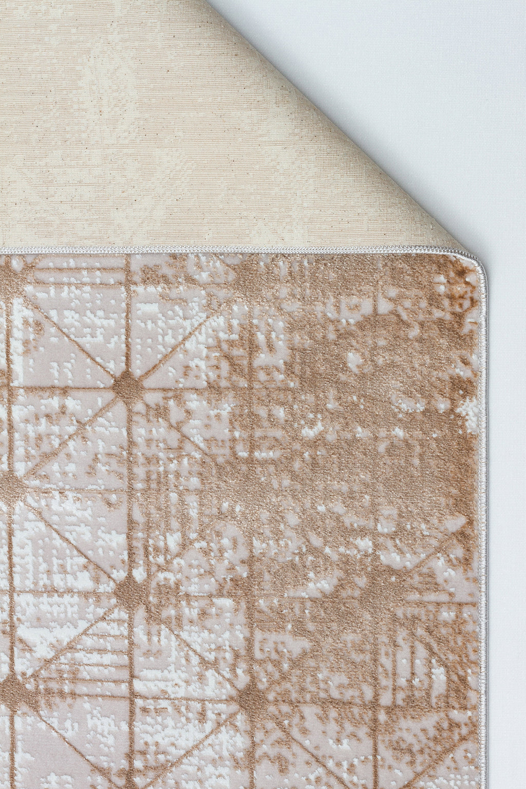 LOTUS 53T-KAHVE/KREM Sentetik Bambu Parlak Saten Salon Koridor Mutfak Halısı