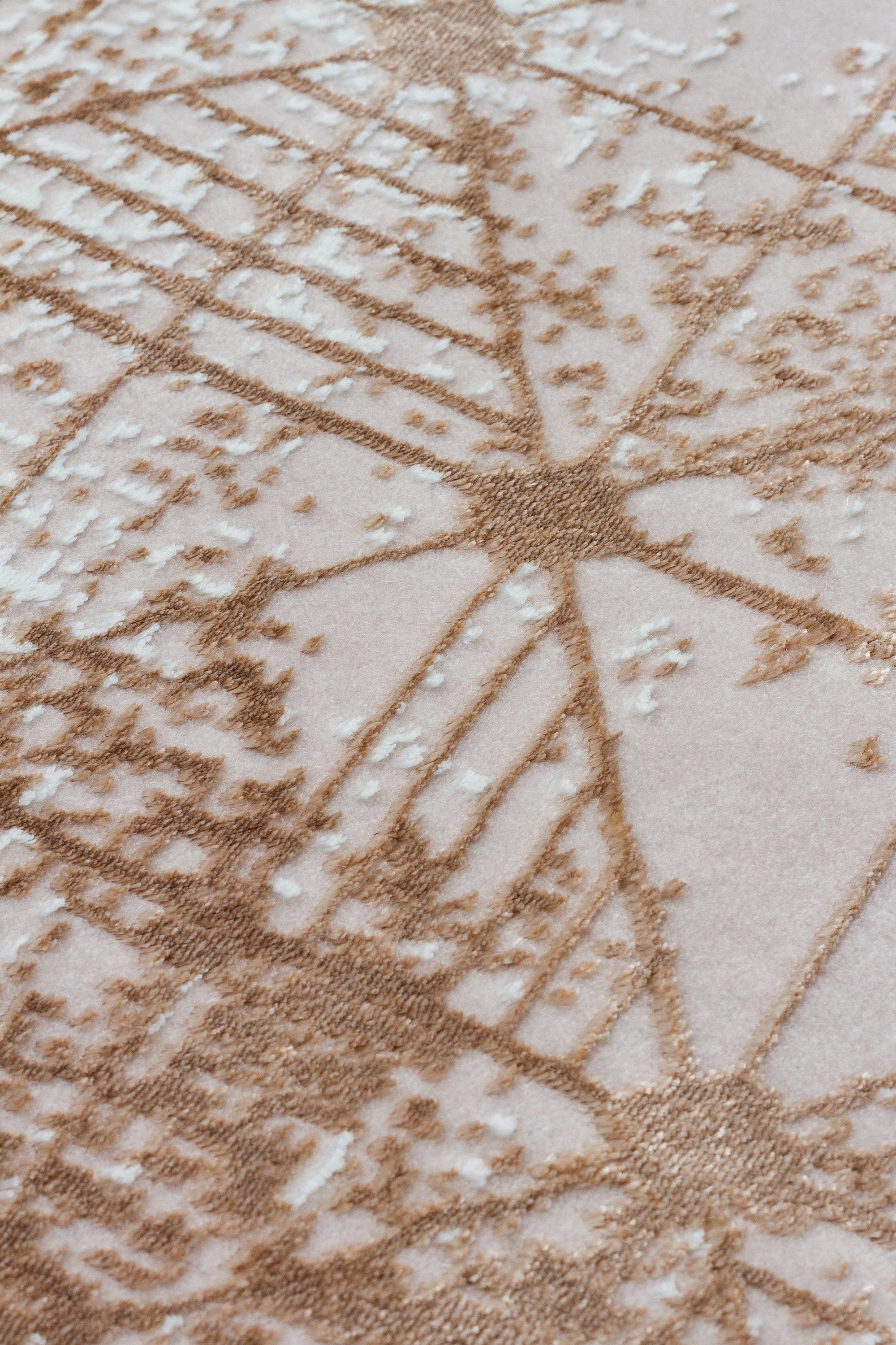 LOTUS 53T-KAHVE/KREM Sentetik Bambu Parlak Saten Salon Koridor Mutfak Halısı