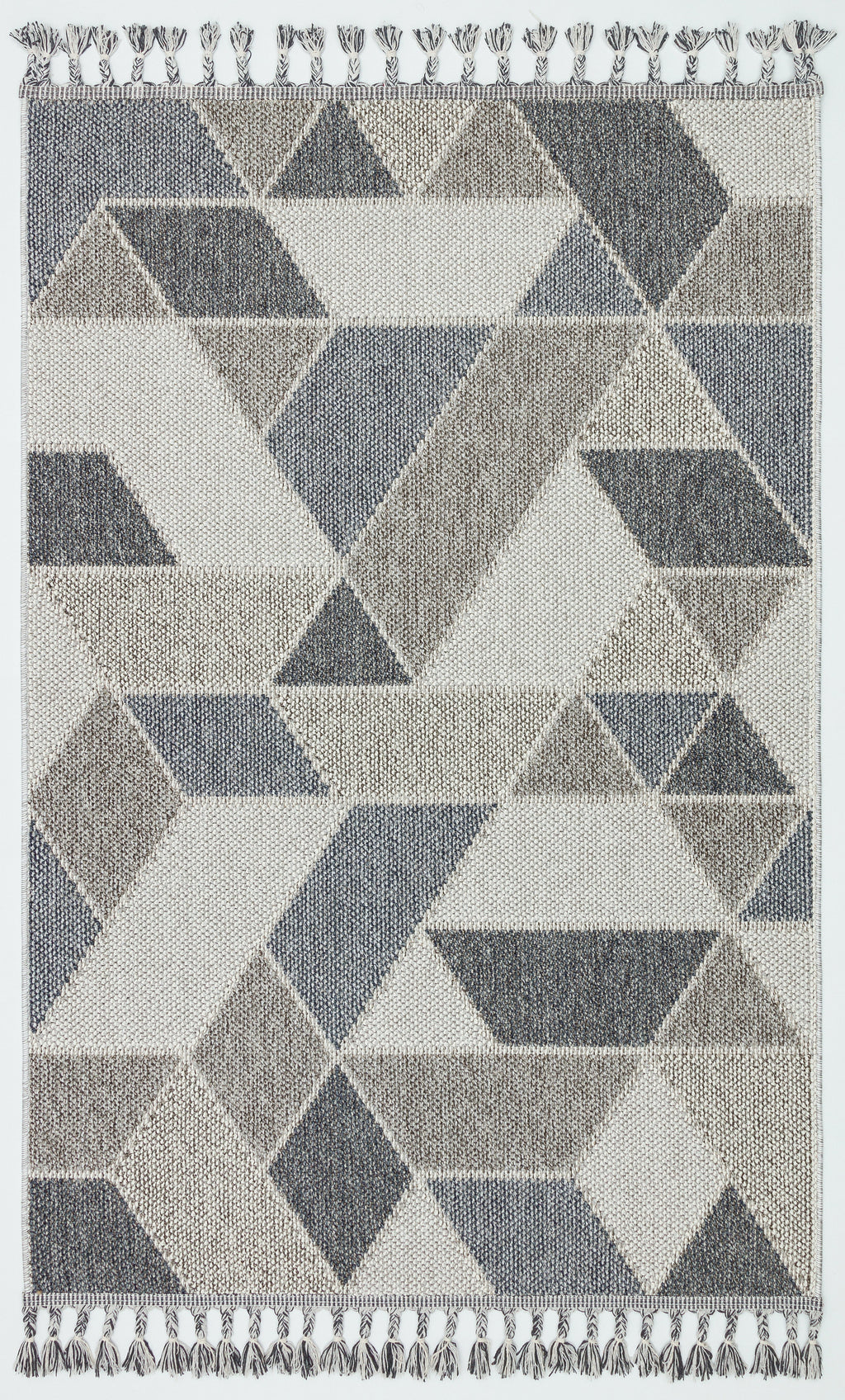 OSLO 5007-T GRİ/PUSLU MAVİ Yumuşak Bukle (Loop) Dokuma Geometrik Desenli Salon Mutfak Koridor Halısı