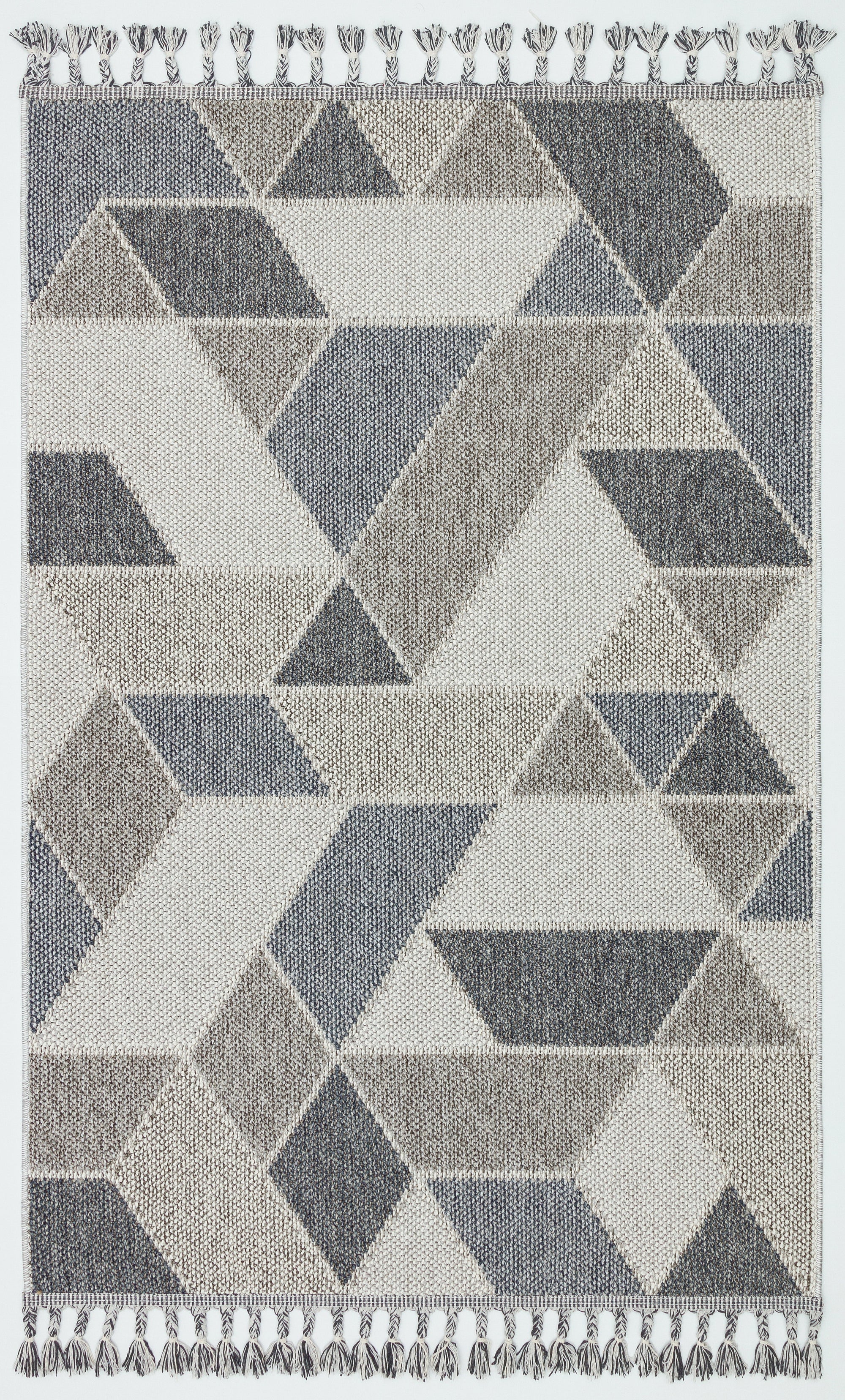 OSLO 5007-T GRİ/PUSLU MAVİ Yumuşak Bukle (Loop) Dokuma Geometrik Desenli Salon Mutfak Koridor Halısı