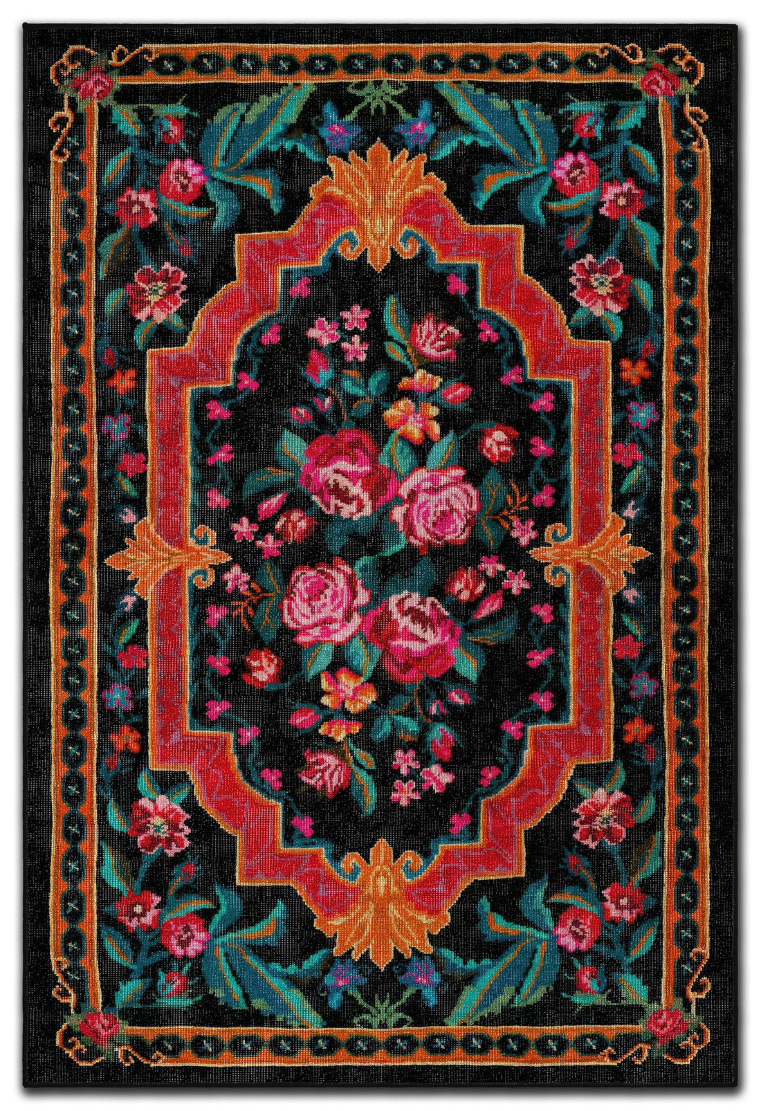 Arte DS063 Çiçek Desenli Klasik Desenli Dekoratif Dokuma Halı