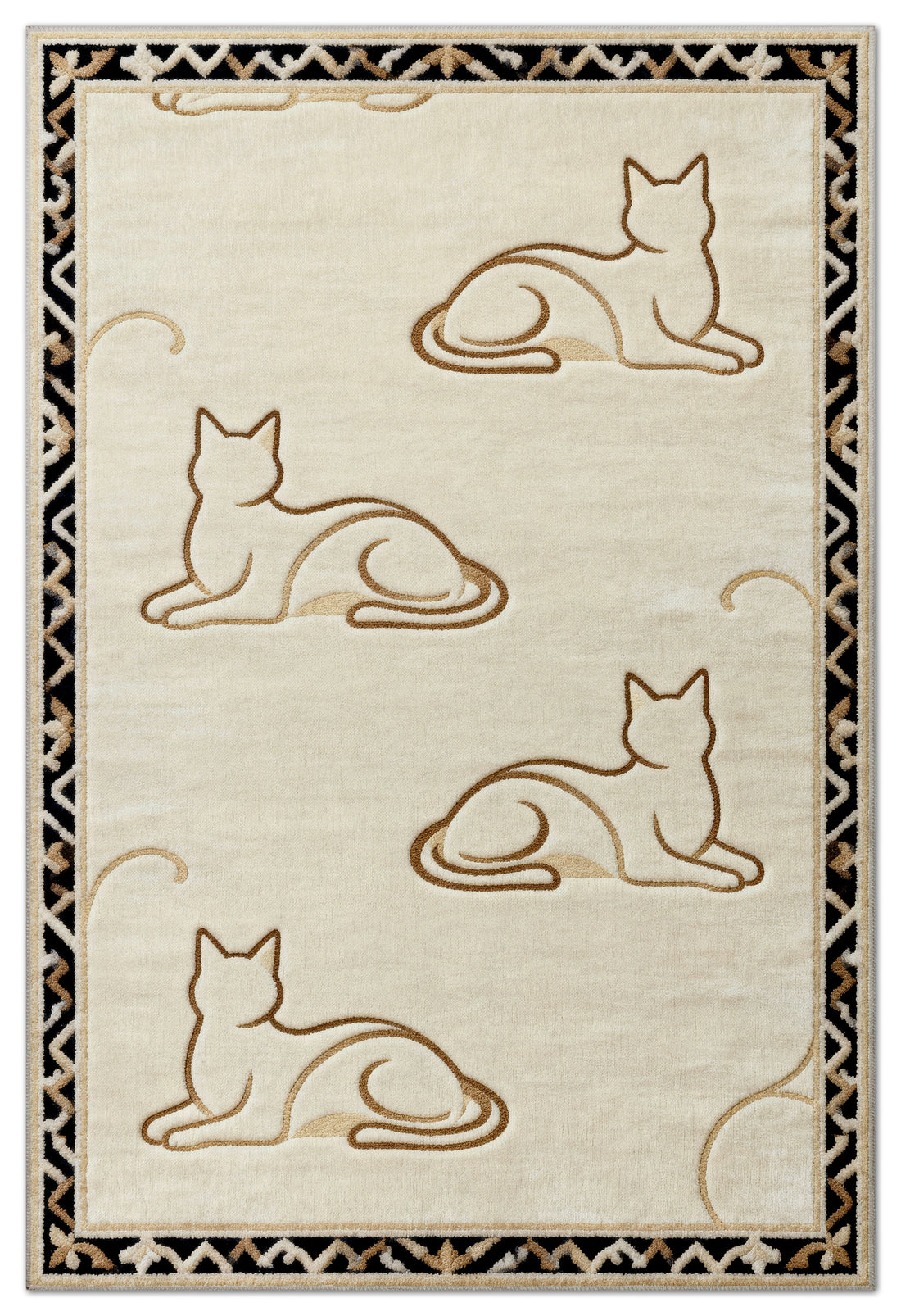 Arte KD004 Kedi Desenli Pati Dostu Hayvanseverler İçin Dekoratif Halı