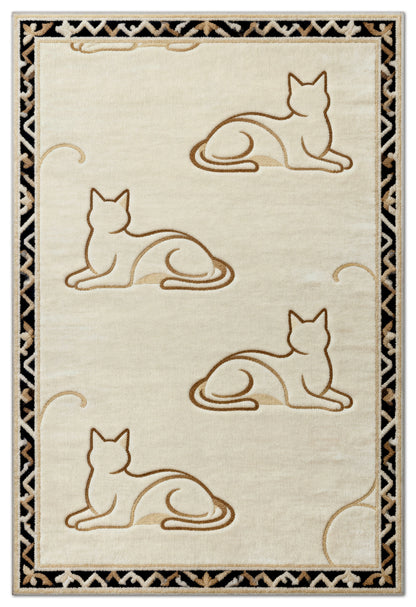 Arte KD004 Kedi Desenli Pati Dostu Hayvanseverler İçin Dekoratif Halı