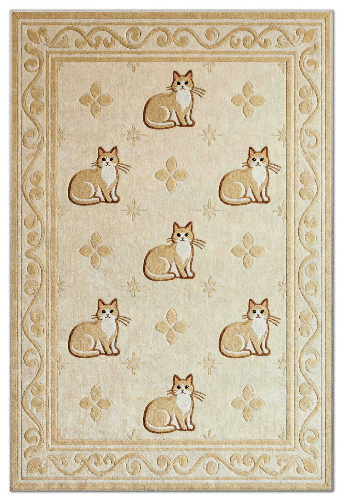 Arte KD005 Kedi Desenli Pati Dostu Hayvanseverler İçin Dekoratif Halı