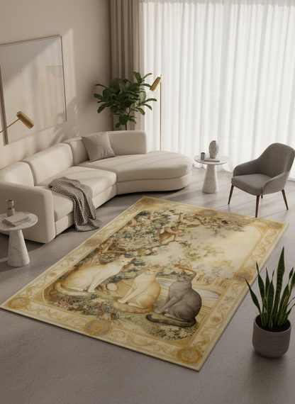 Arte KD009 Kedi Desenli Pati Dostu Hayvanseverler İçin Dekoratif Halı