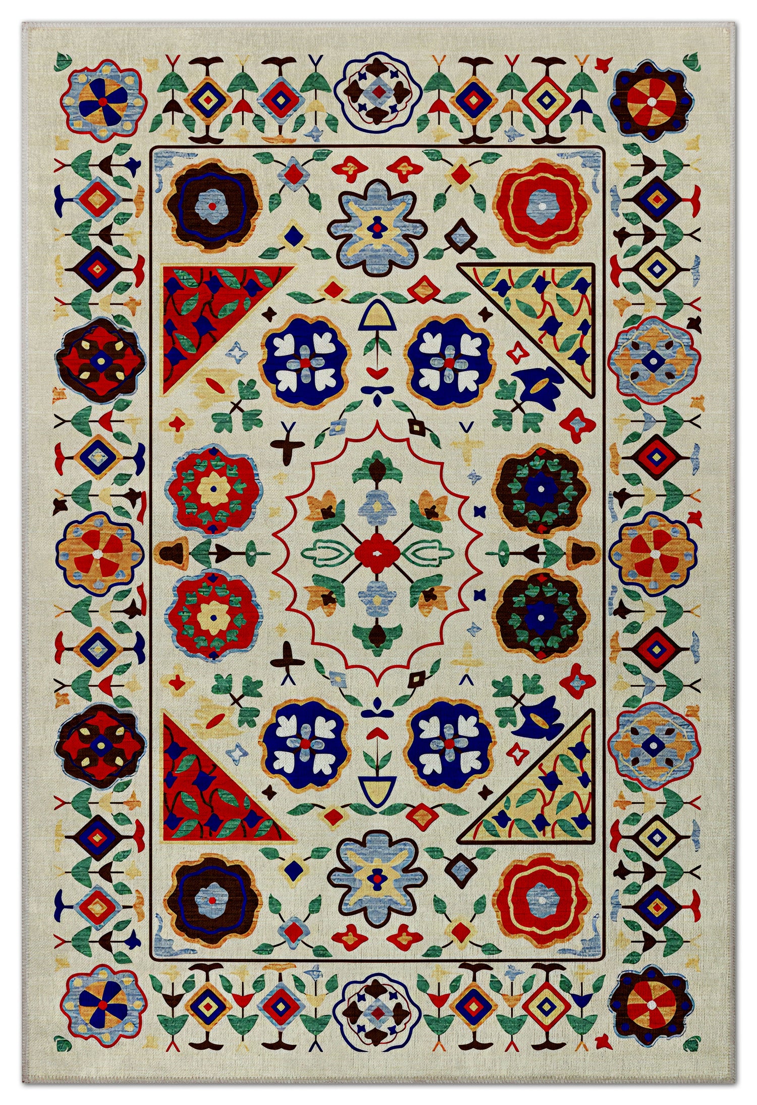 Arte VN021 Vintage Çiçek Figürlü Dekoratif Şönil Halı