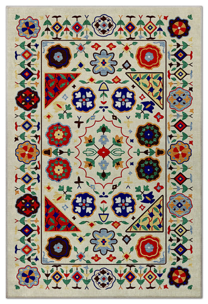 Arte VN021 Vintage Çiçek Figürlü Dekoratif Şönil Halı