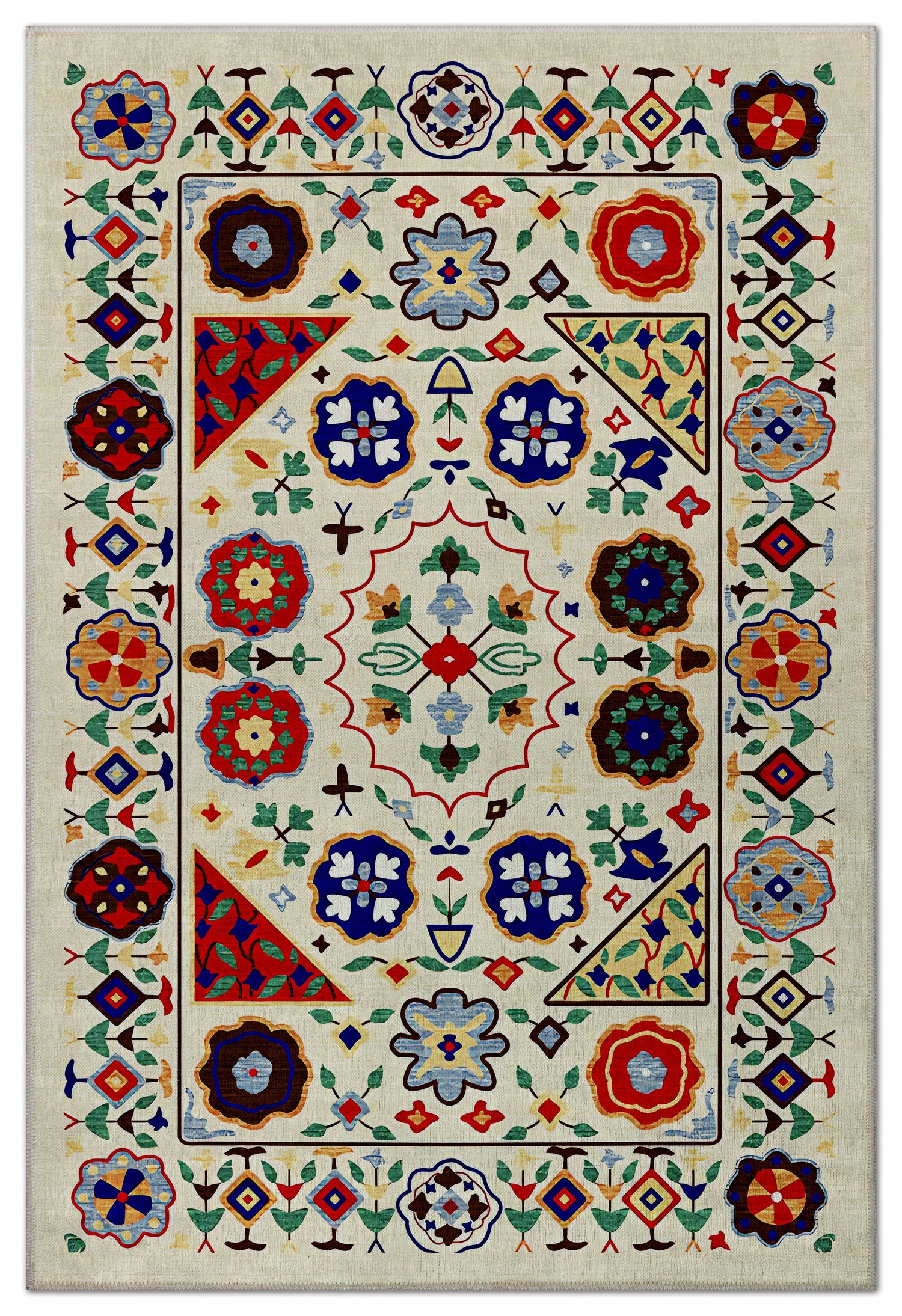 Arte VN021 Vintage Çiçek Figürlü Dekoratif Şönil Halı