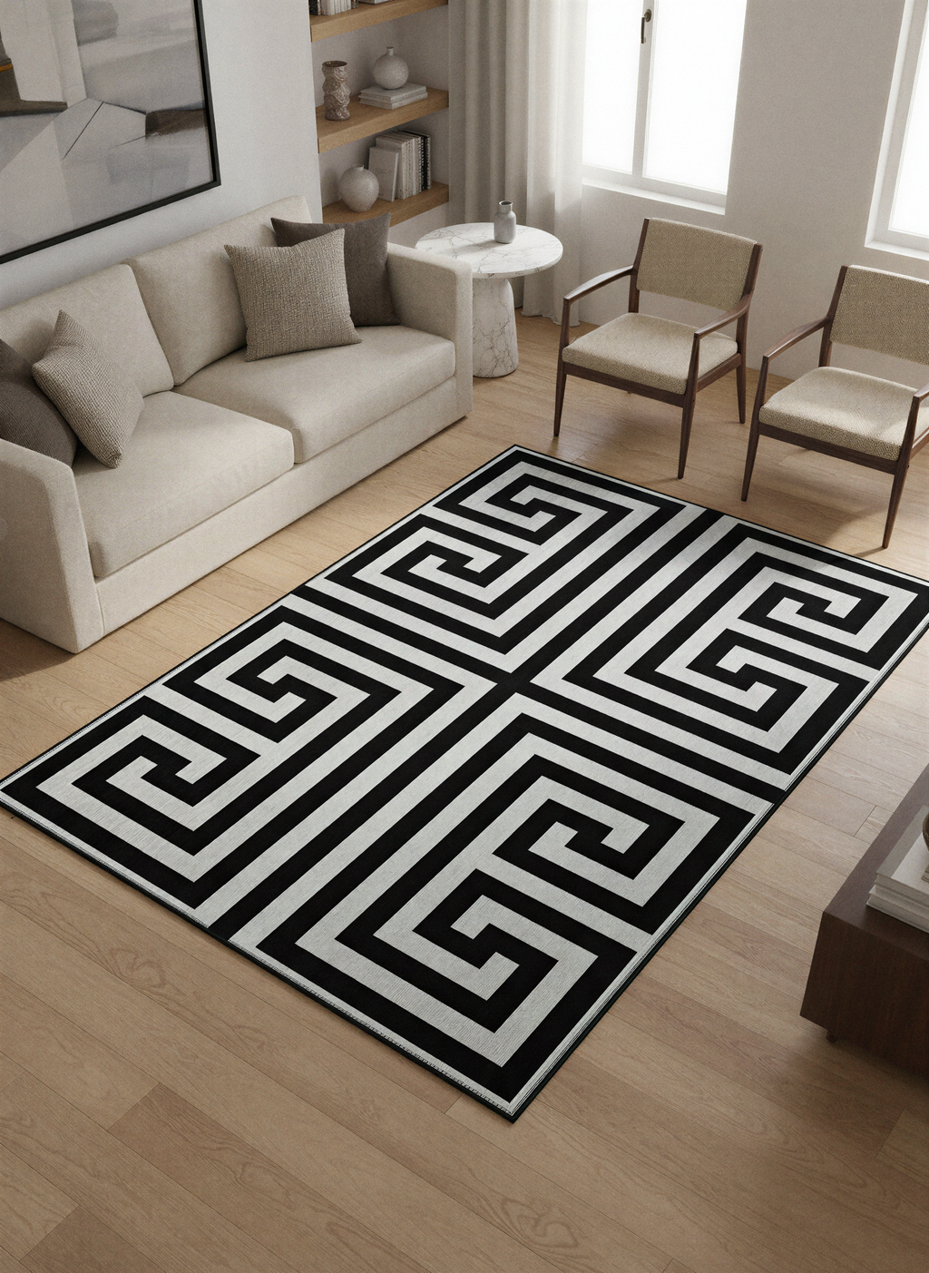 Arte VN024 Modern Geometrik Labirent Desenli Dekoratif Şönil Halı