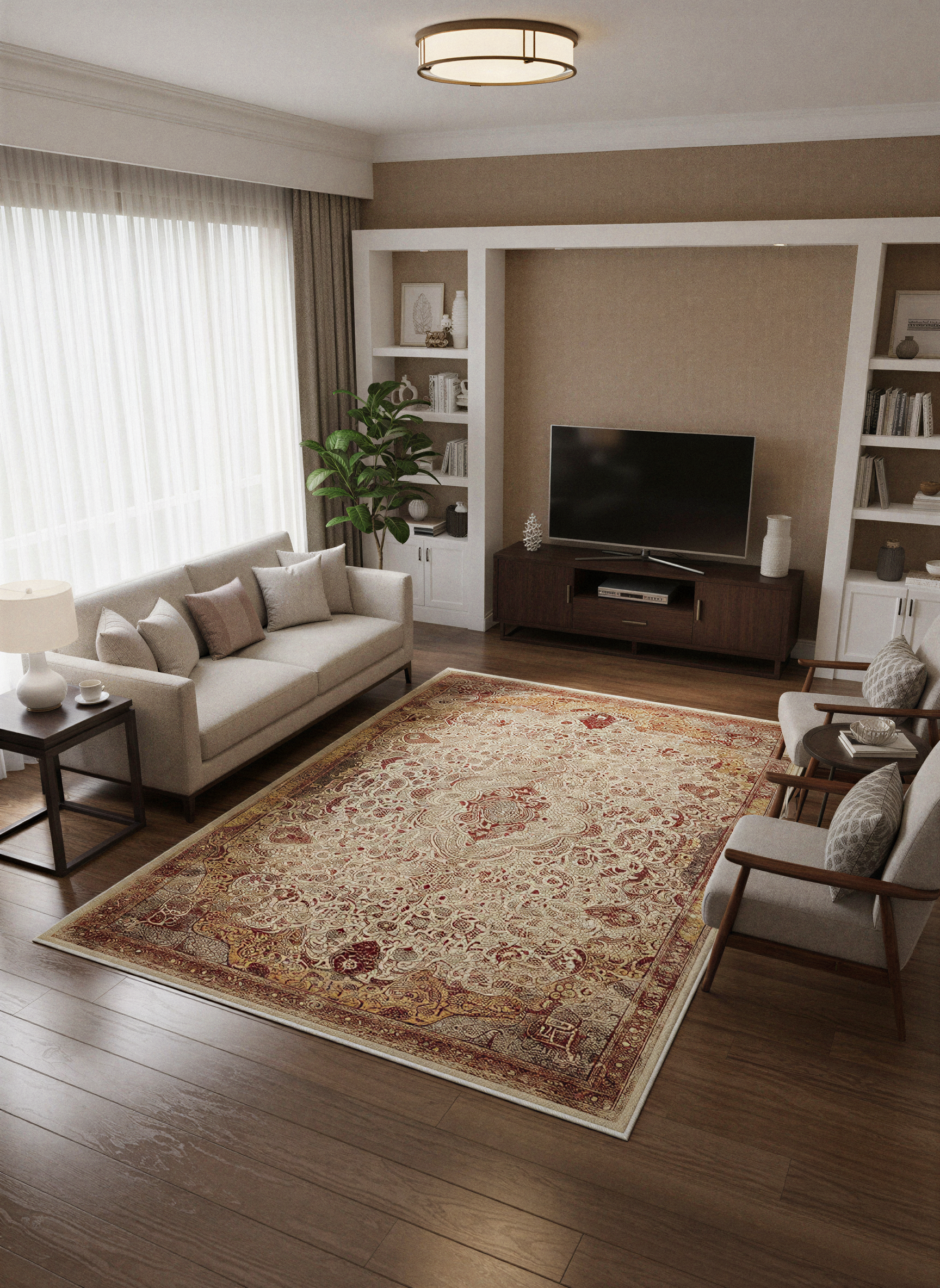 Arte VN030 Vintage Klasik Desenli Dekoratif Şönil Halı