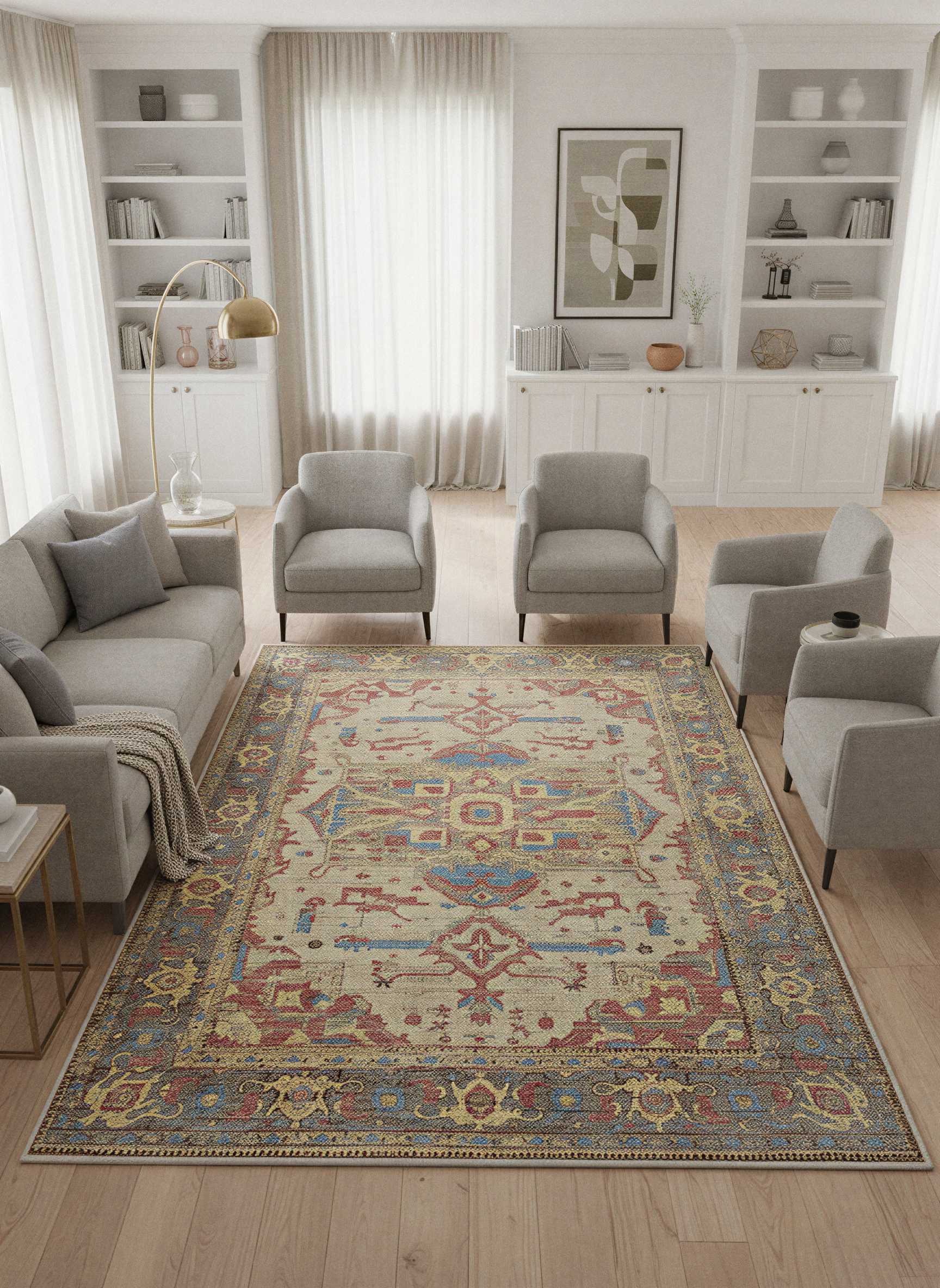 Arte VN032 Vintage Klasik Desenli Dekoratif Şönil Halı