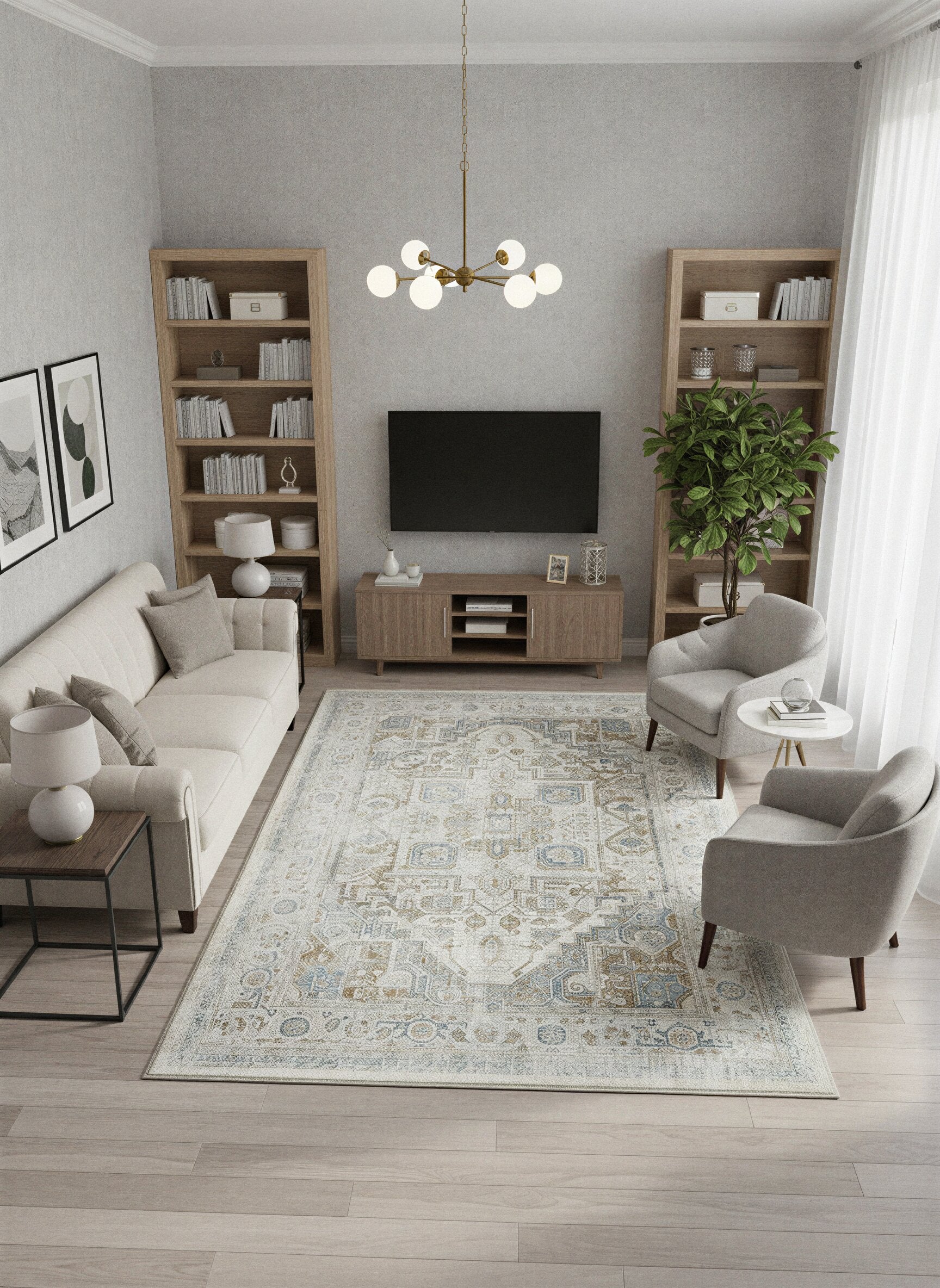 Arte VN033-1 Vintage Klasik Desenli Dekoratif Şönil Halı