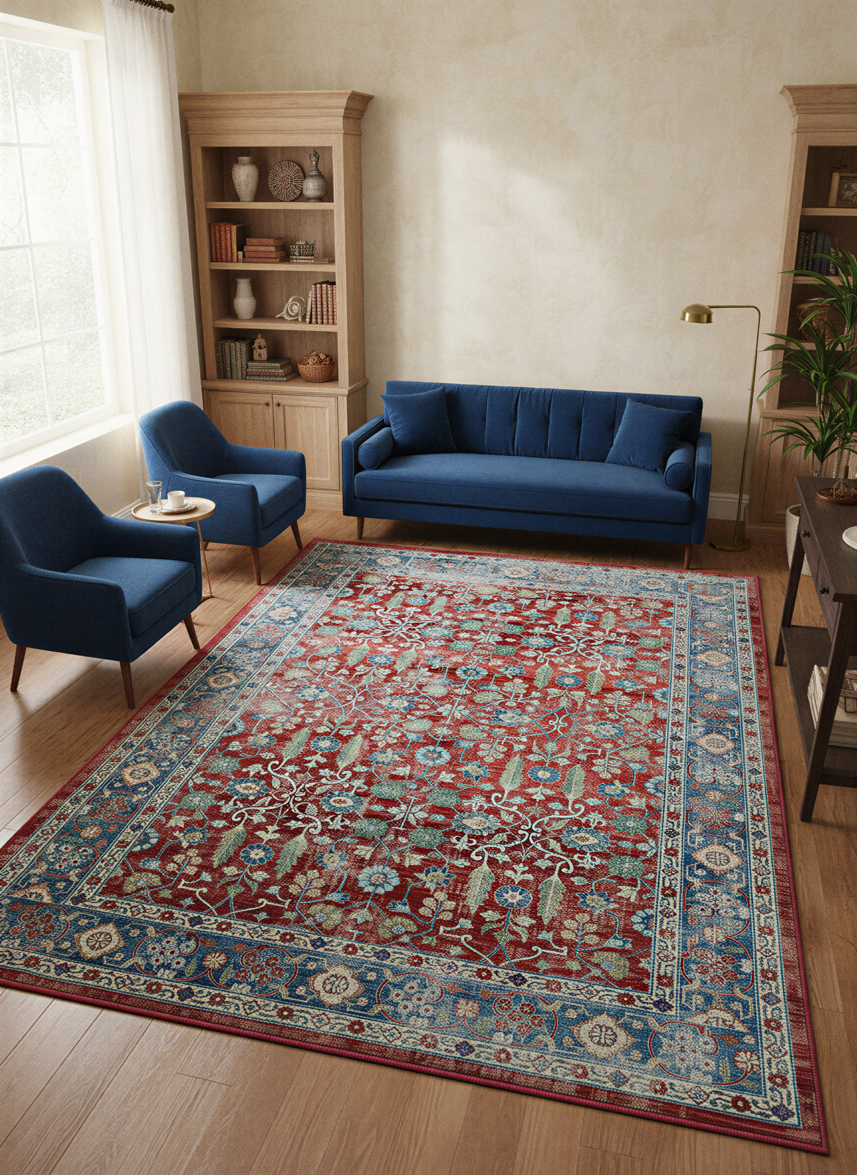 Arte VN034 Vintage Klasik Desenli Renkli Dekoratif Şönil Halı