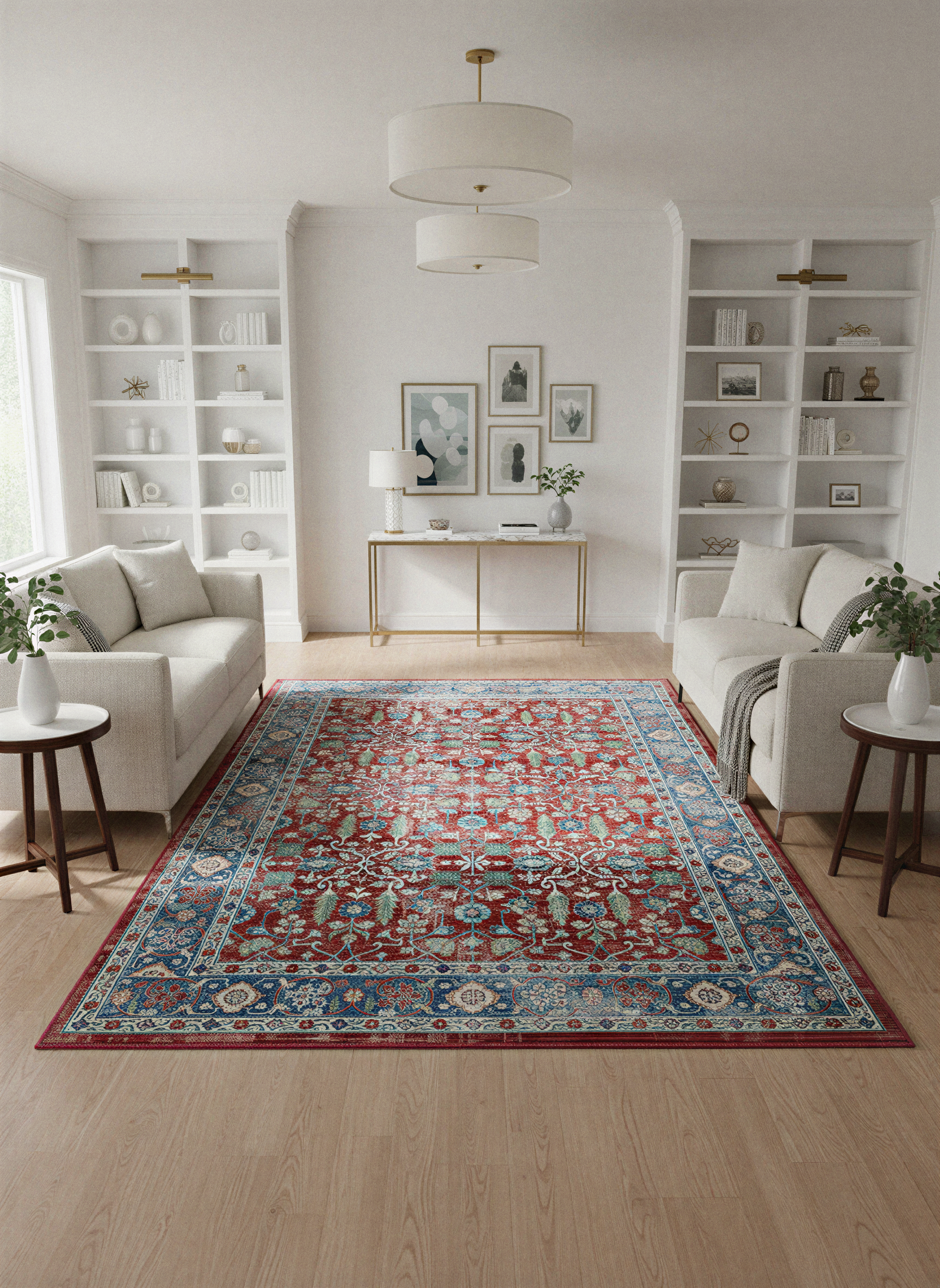 Arte VN034 Vintage Klasik Desenli Renkli Dekoratif Şönil Halı