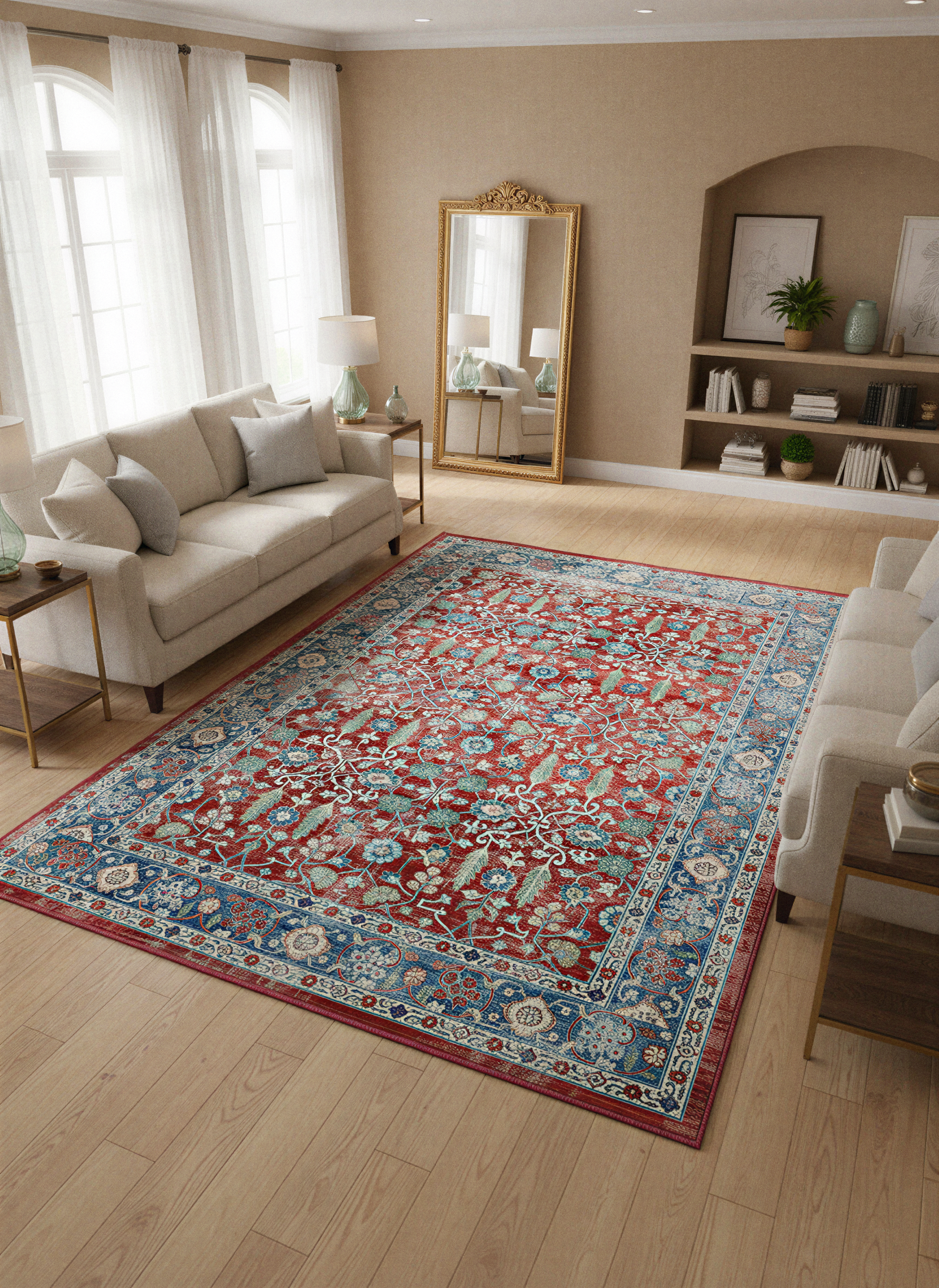 Arte VN034 Vintage Klasik Desenli Renkli Dekoratif Şönil Halı