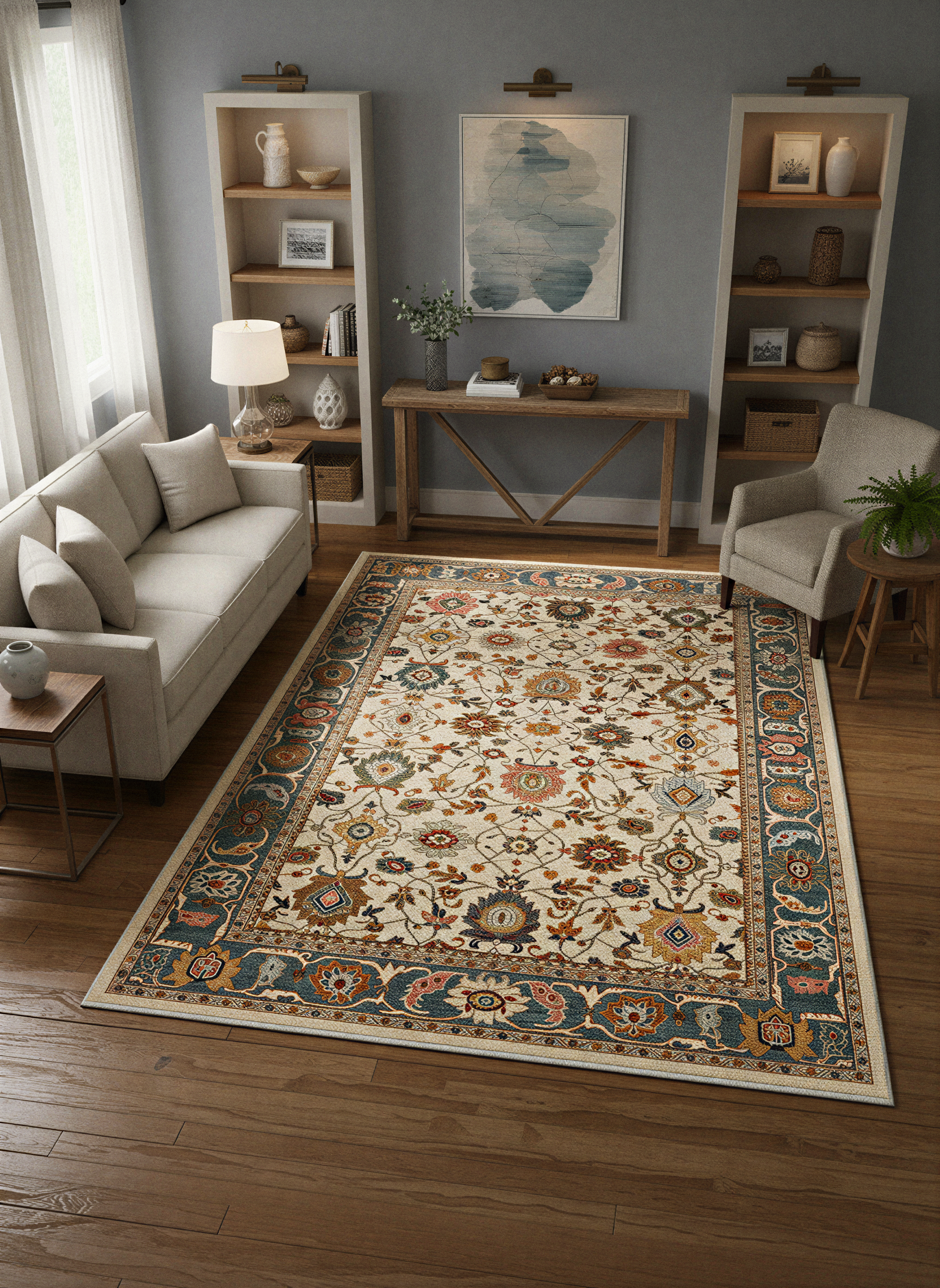 Arte VN038 Vintage Klasik Desenli Dekoratif Şönil Halı