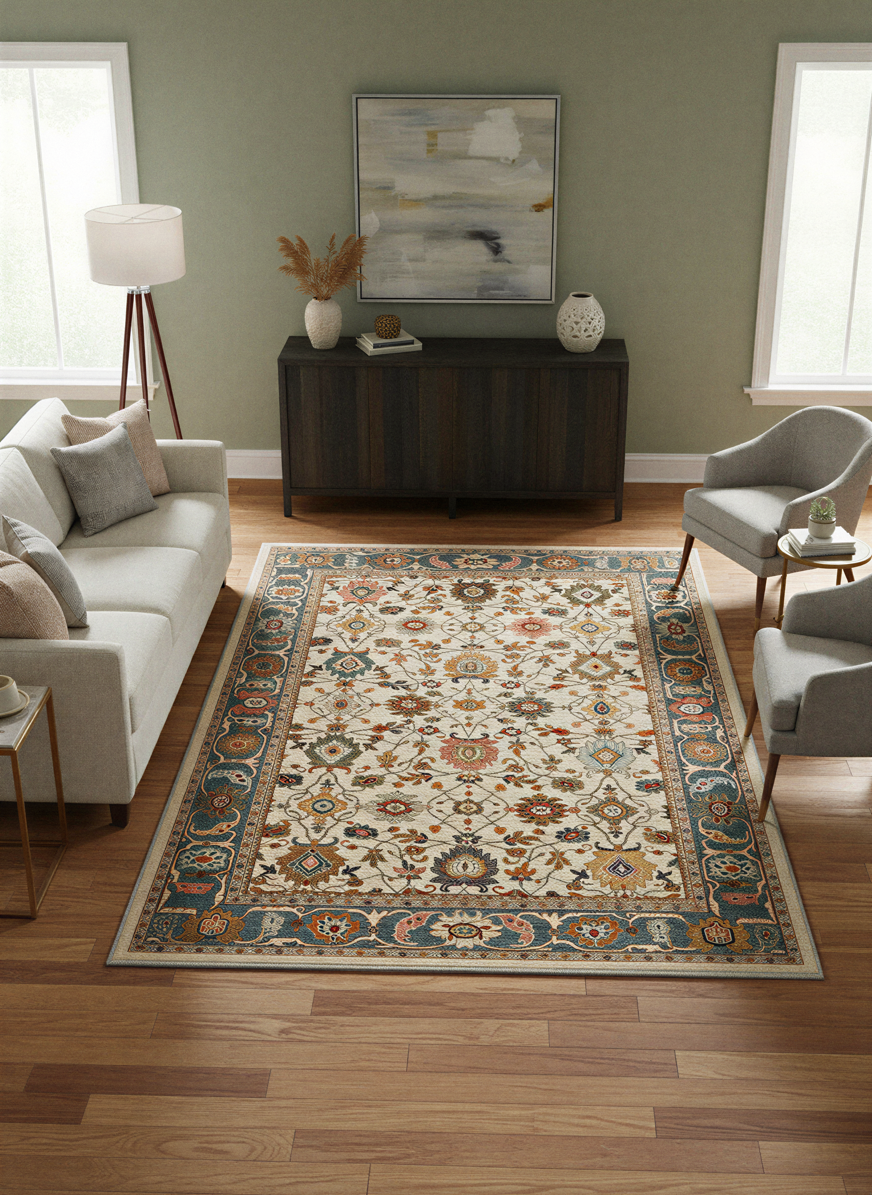 Arte VN038 Vintage Klasik Desenli Dekoratif Şönil Halı