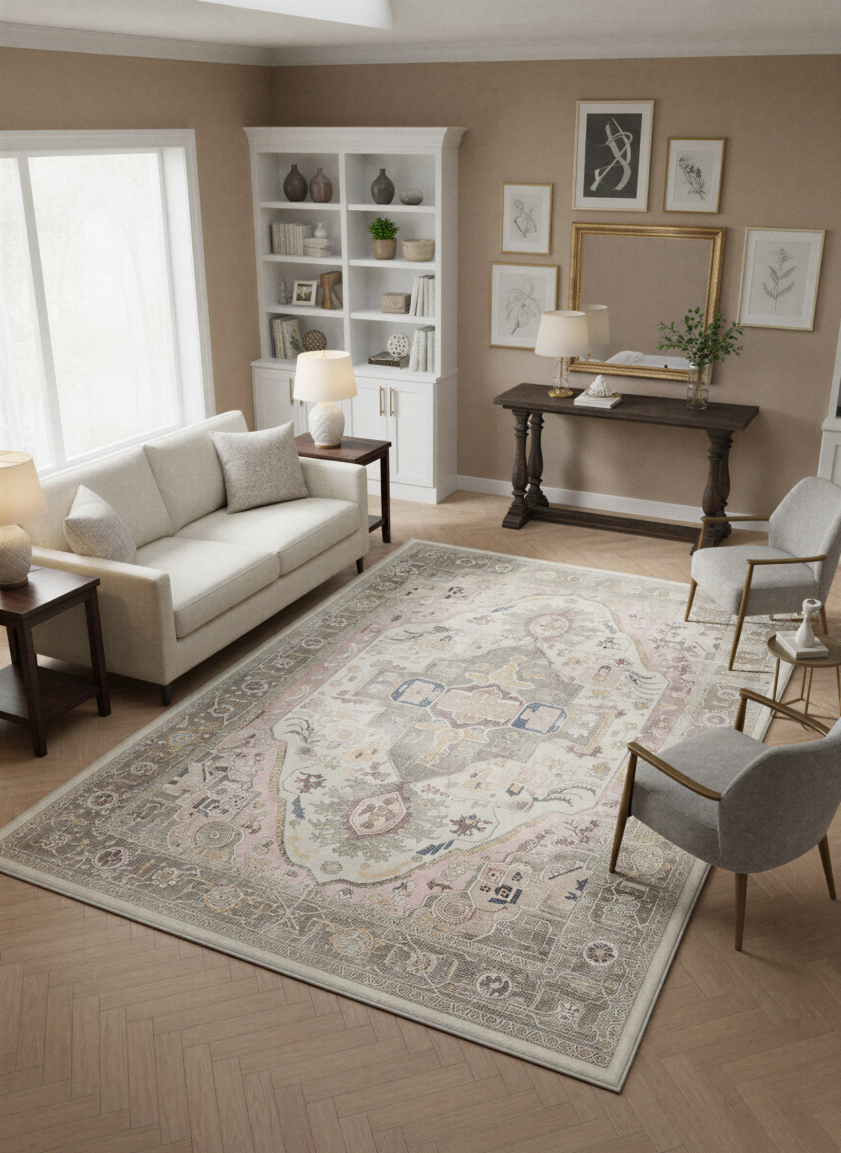 Arte VN040-1 Vintage Klasik Desenli Dekoratif Şönil Halı