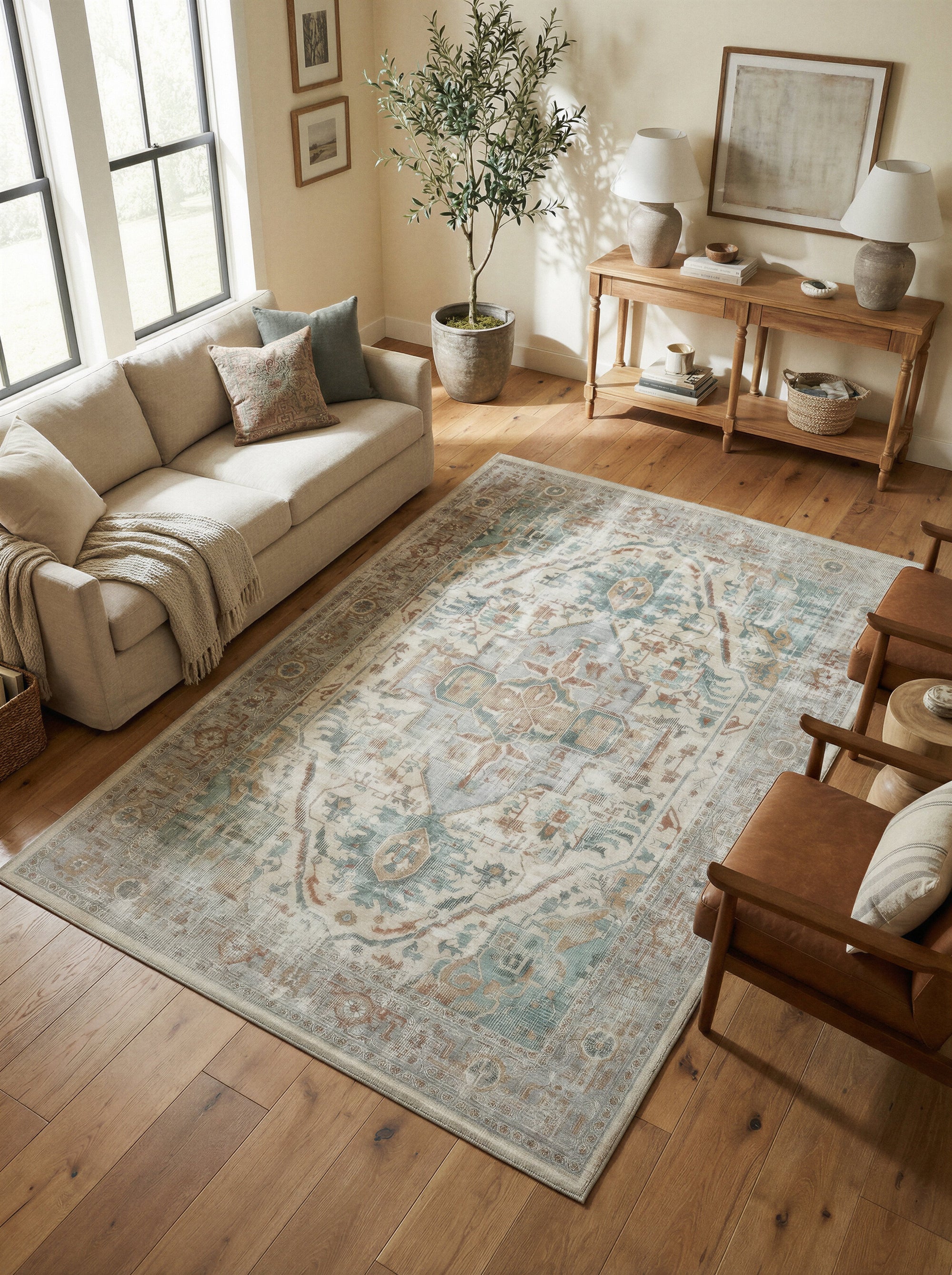 Arte VN040-2 Vintage Klasik Desenli Dekoratif Şönil Halı