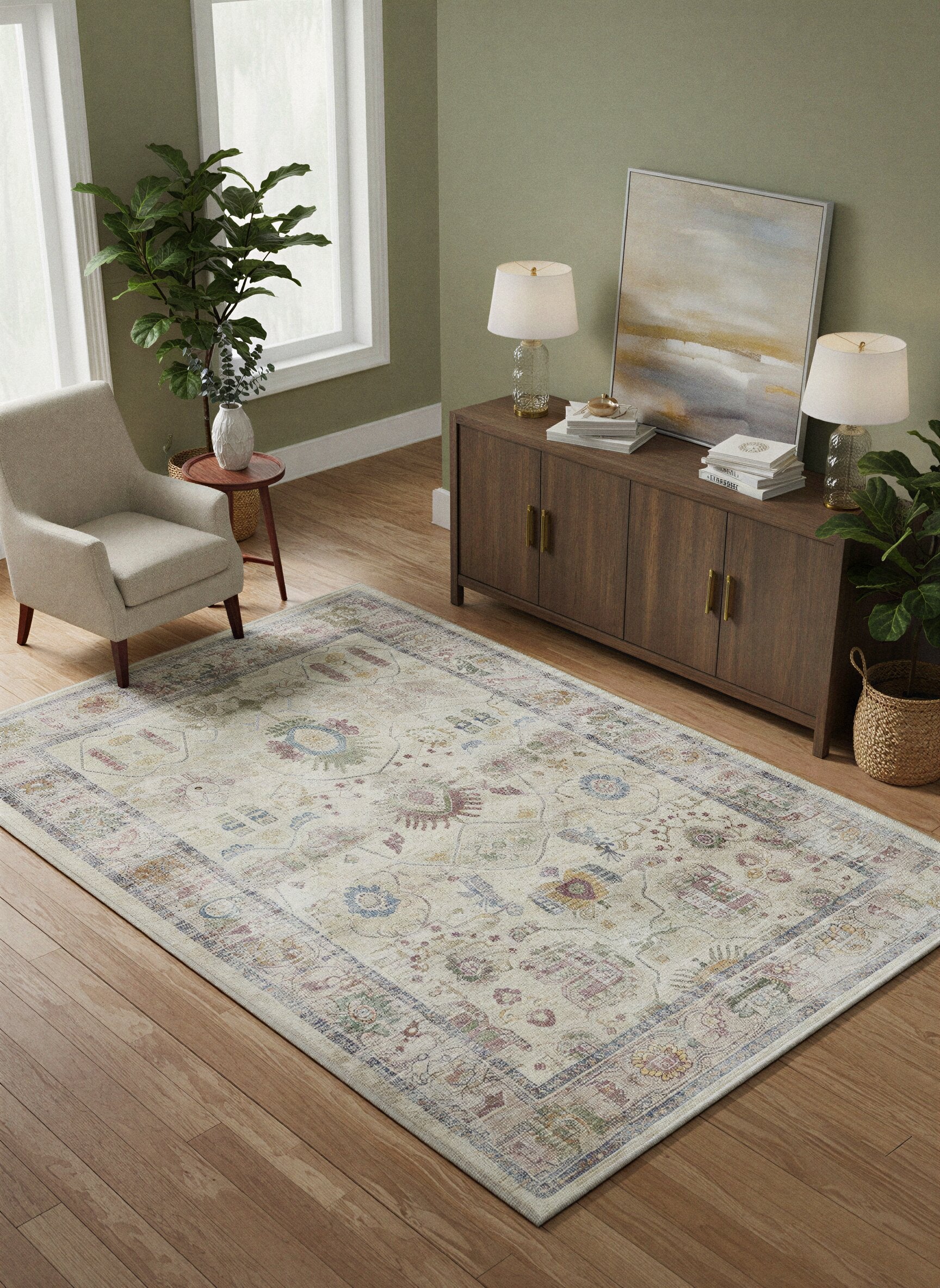 Arte VN041 Vintage Klasik Desenli Dekoratif Şönil Halı