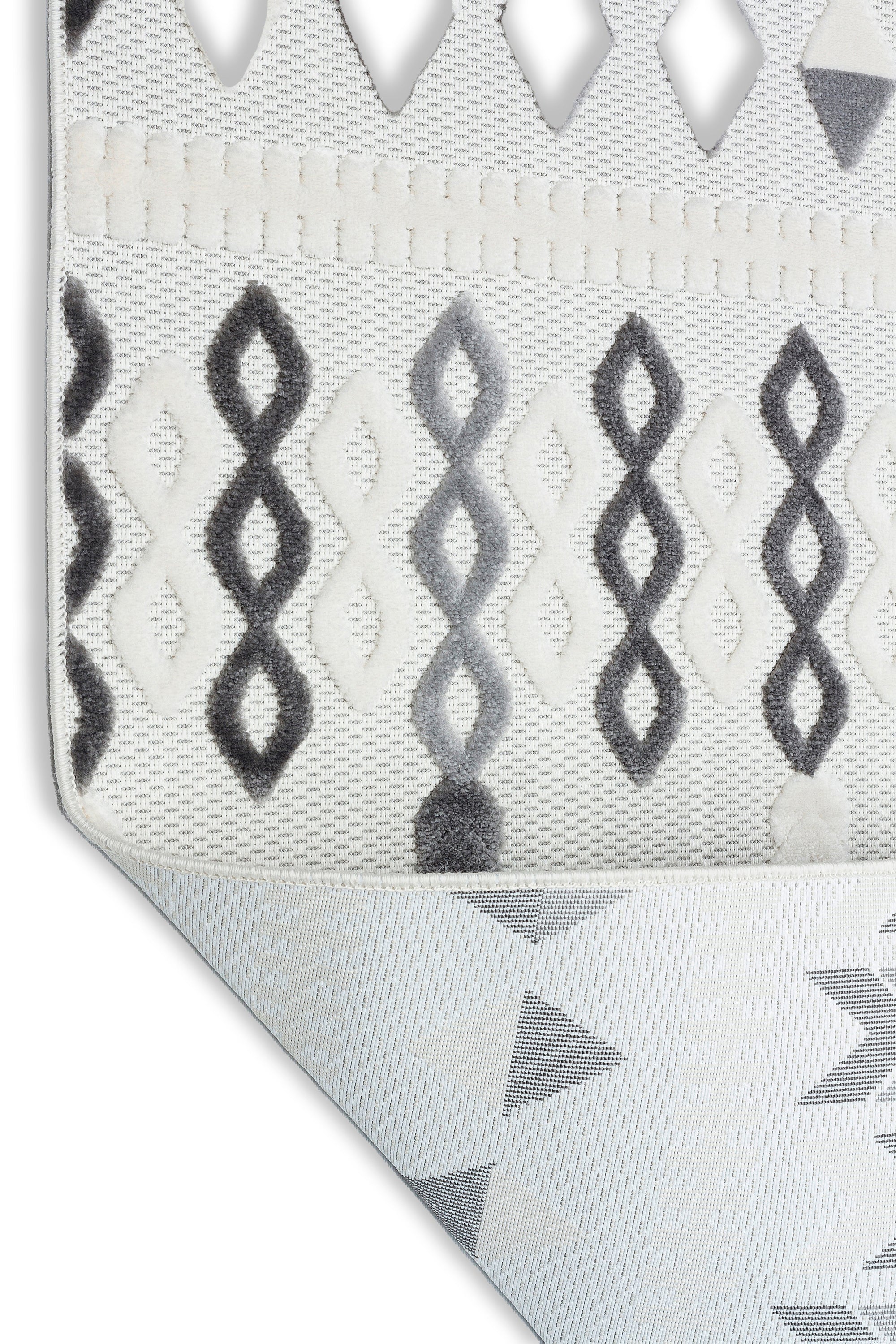 ARYA 5023-G-GRİ BEYAZ Geometrik Desenli Dokuma Salon Koridor Mutfak Halısı-KP