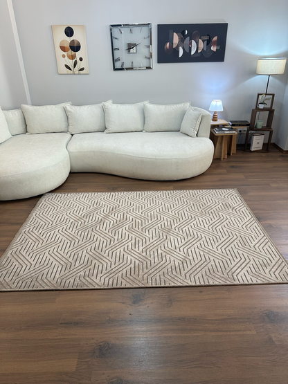 ŞÖNİL PERLA Kaymaz Taban Salon Şönil Kilim Dokuma Halı-VİZON