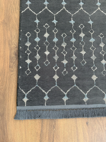 ŞÖNİL MODERN Kaymaz Taban Salon Koridor Mutfak Şönil Kilim Dokuma Halı-ANTRASİT